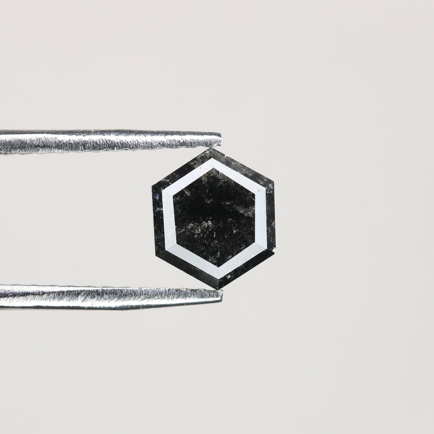 0.88 CT Natural Grey Galaxy Hexagon Shape Salt And Pepper Diamond For Her - JayKrishna Diamond