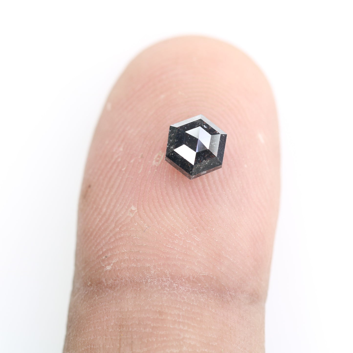 0.88 CT Natural Grey Galaxy Hexagon Shape Salt And Pepper Diamond For Her - JayKrishna Diamond