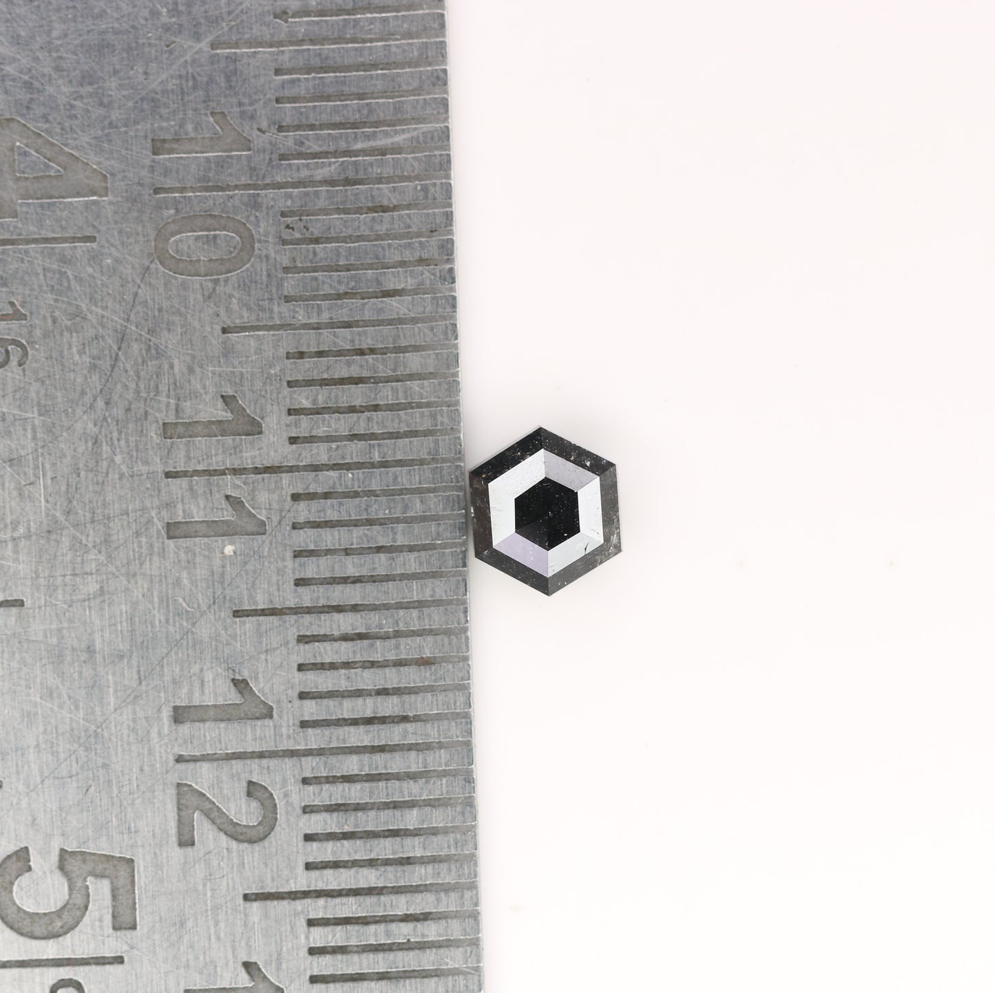 0.88 CT Natural Grey Galaxy Hexagon Shape Salt And Pepper Diamond For Her - JayKrishna Diamond