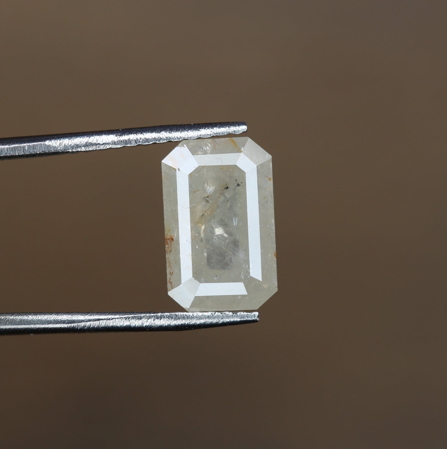 2.12 CT Natural White Peach Emerald Shape Rustic Diamond For Her - JayKrishna Diamond