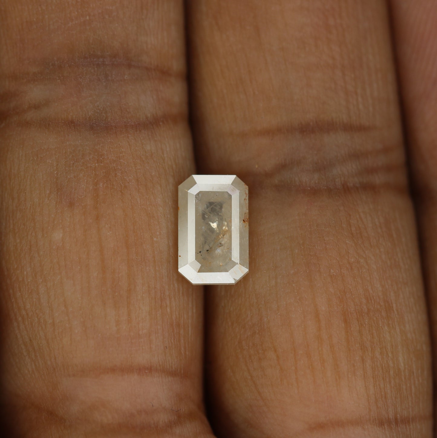 2.12 CT Natural White Peach Emerald Shape Rustic Diamond For Her - JayKrishna Diamond