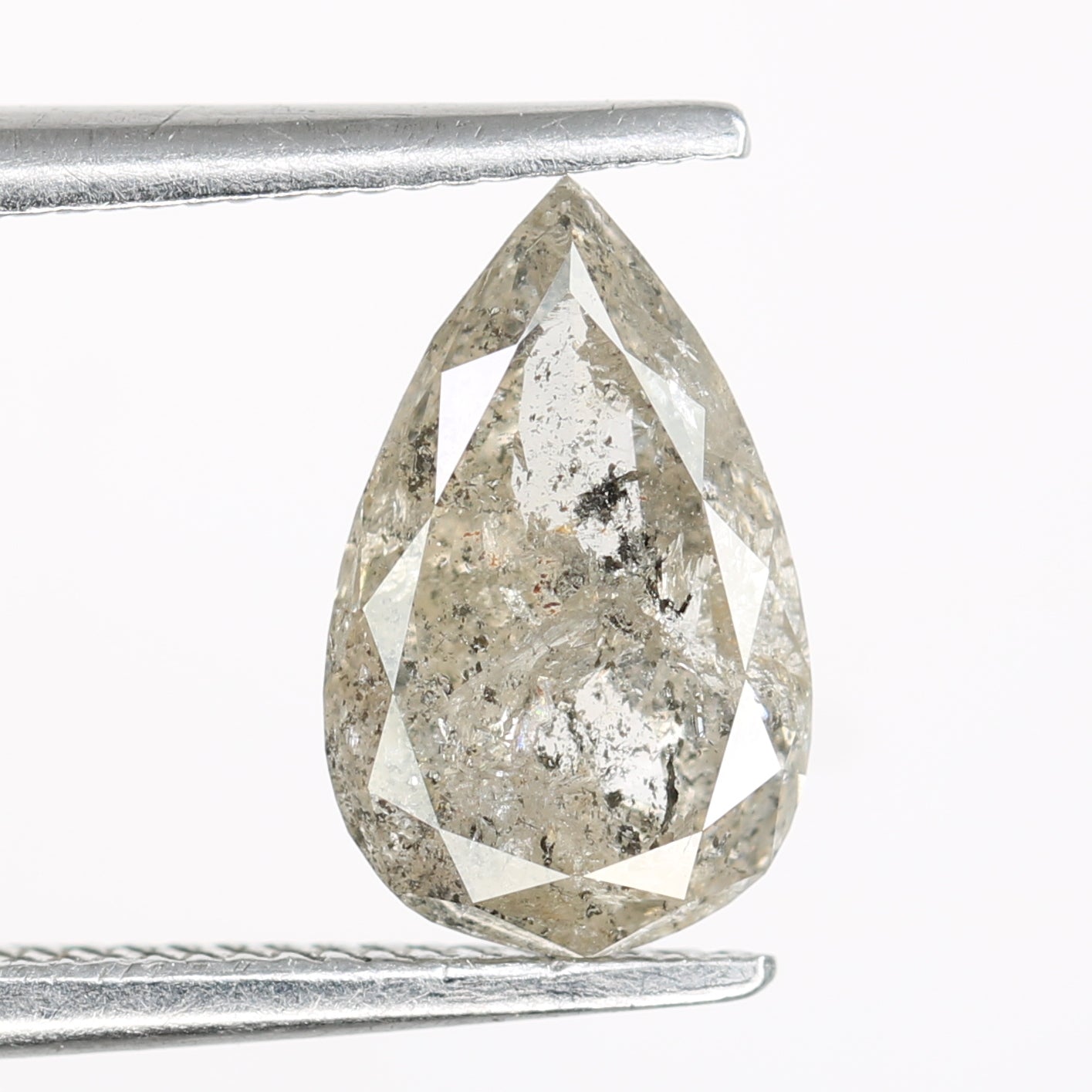 1.35 CT Rustic Pear Shape Salt And Pepper Diamond For Statement Jewelry | Engagement Ring - JayKrishna Diamond