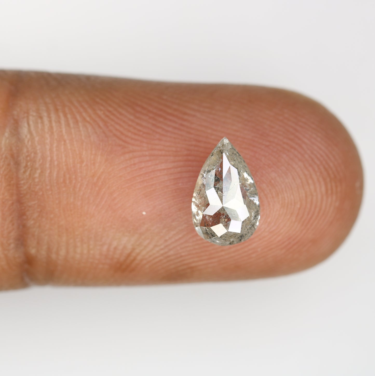1.35 CT Rustic Pear Shape Salt And Pepper Diamond For Statement Jewelry | Engagement Ring - JayKrishna Diamond