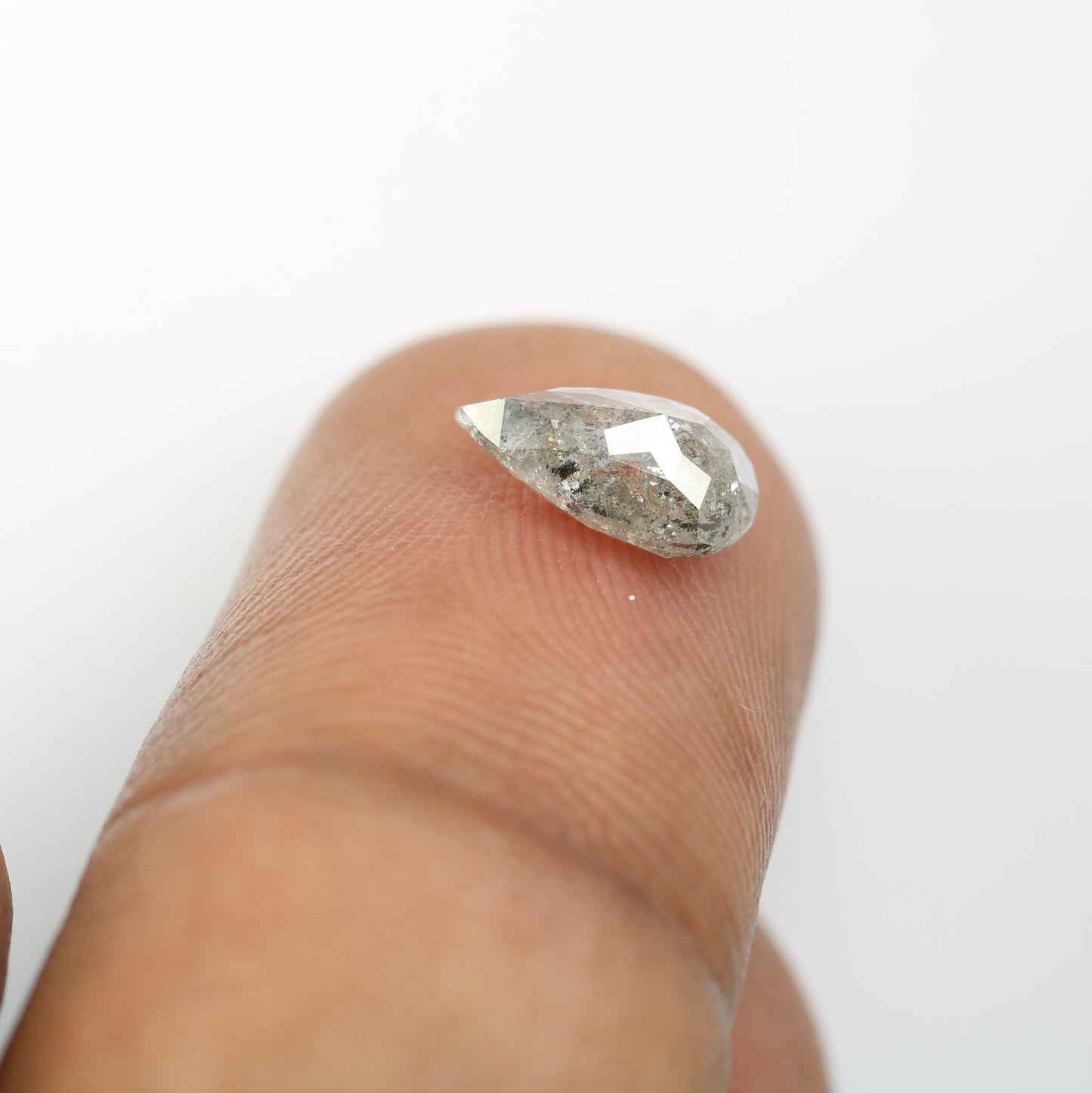 1.35 CT Rustic Pear Shape Salt And Pepper Diamond For Statement Jewelry | Engagement Ring - JayKrishna Diamond