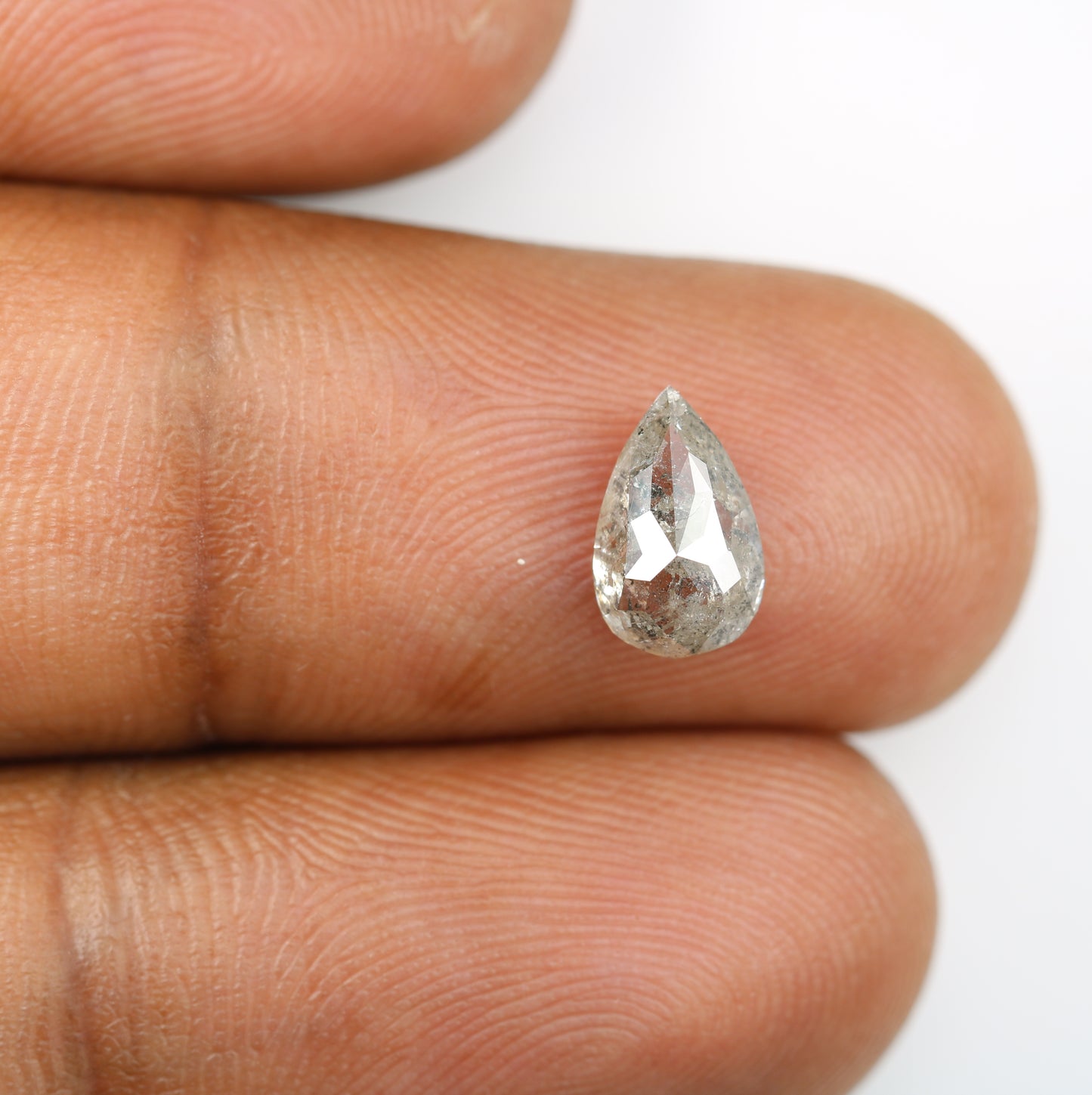 1.35 CT Rustic Pear Shape Salt And Pepper Diamond For Statement Jewelry | Engagement Ring - JayKrishna Diamond