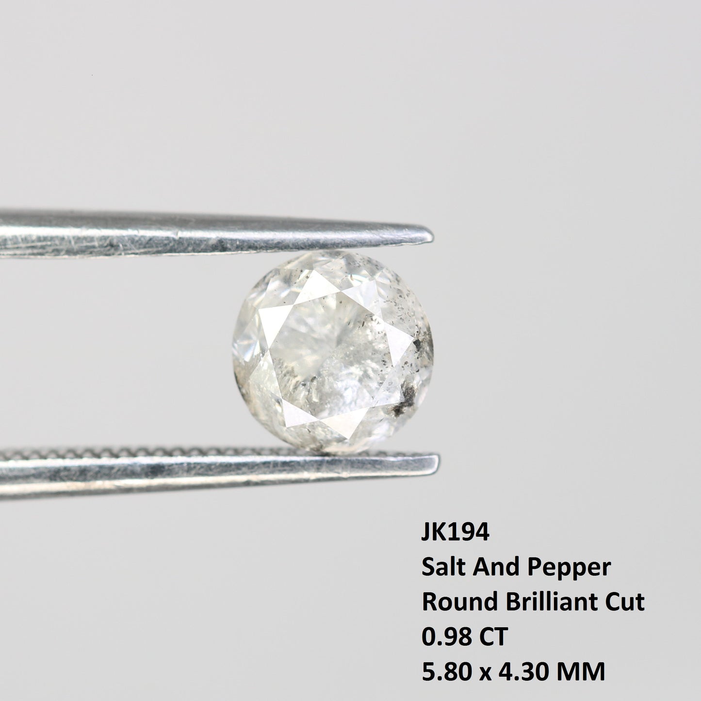 0.98 CT Salt And Pepper Loose Round Brilliant Cut Diamond Ring - JayKrishna Diamond