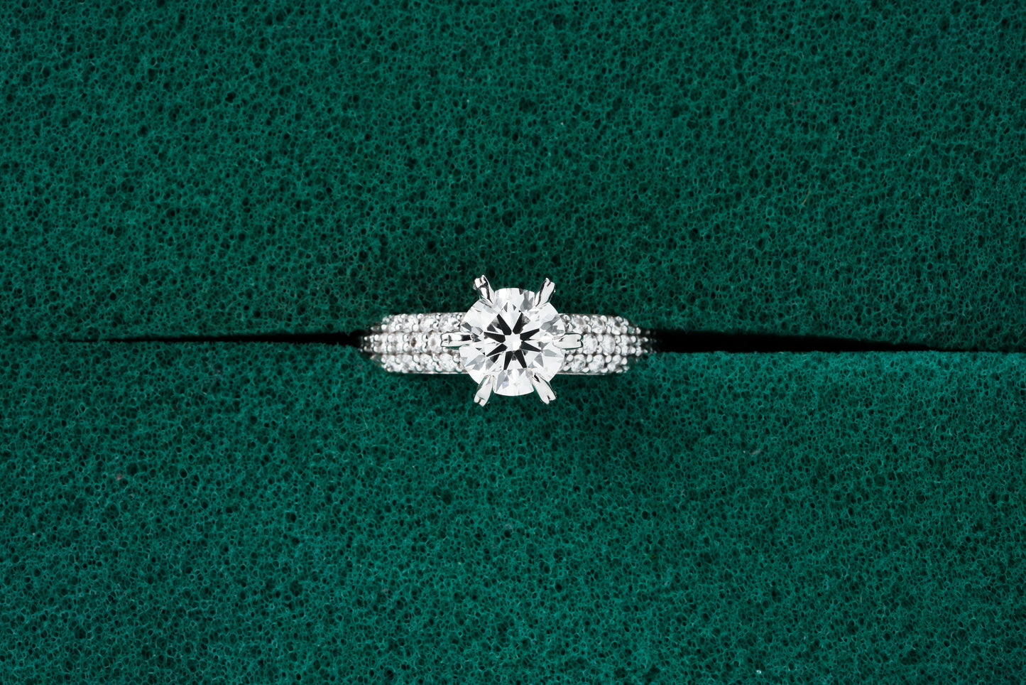 Pave Set Side-Stone Round Labgrown Engagement Ring / 14k Solid Gold Labgrown Diamond Ring for Women 1 CT Promise Ring - JayKrishna Diamond
