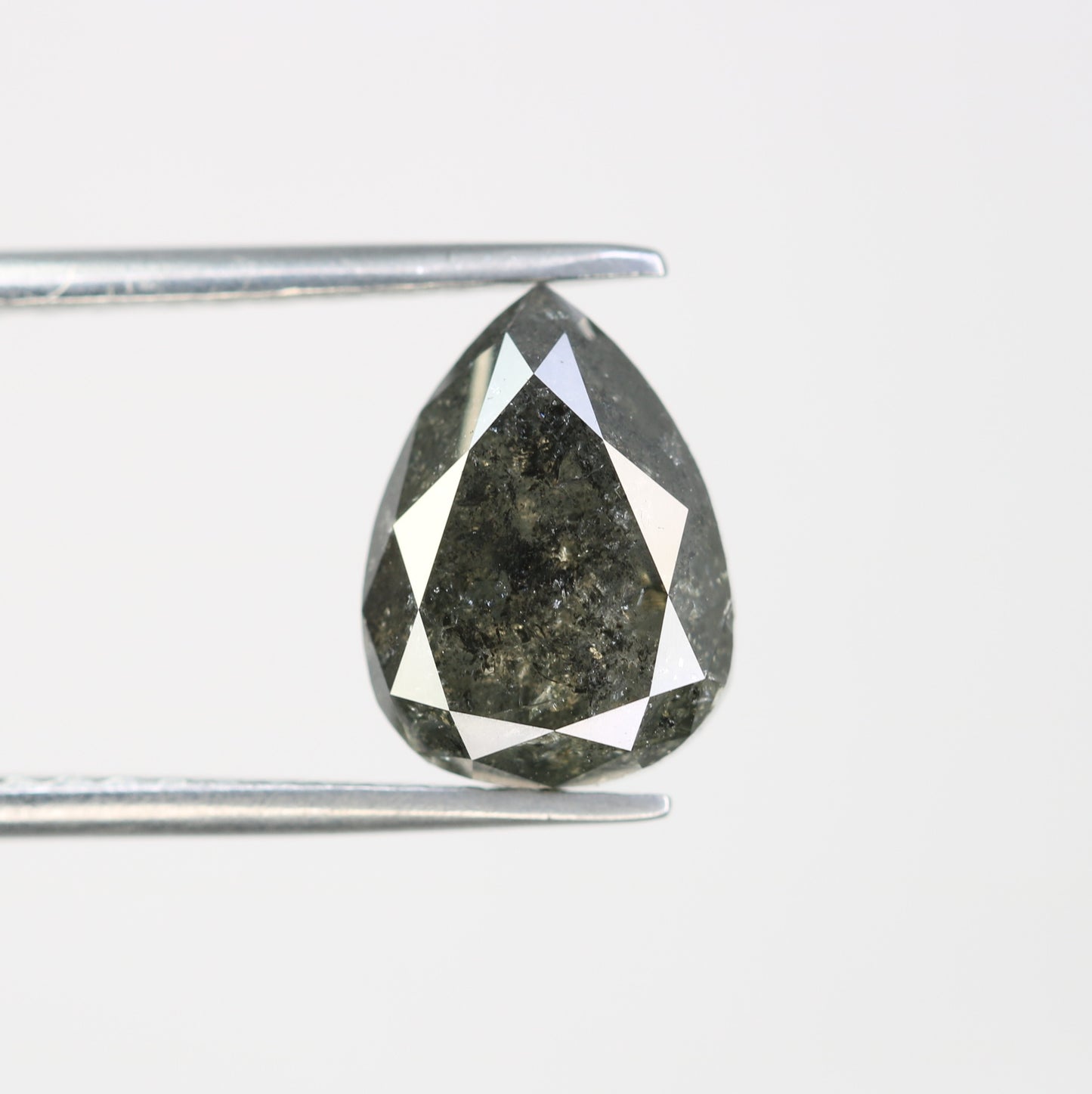 3.57 CT Pear Shape Salt And Pepper Loose Diamond For Engagement Ring - JayKrishna Diamond