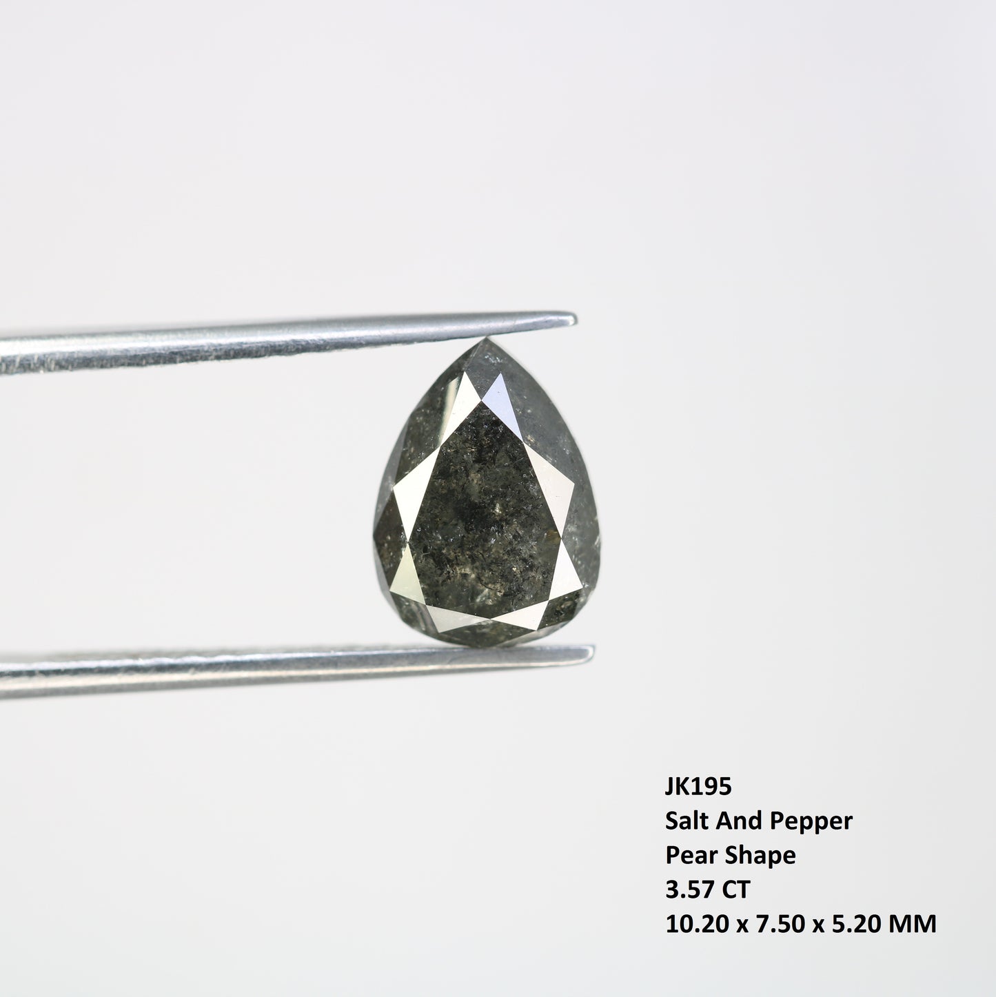 3.57 CT Pear Shape Salt And Pepper Loose Diamond For Engagement Ring - JayKrishna Diamond