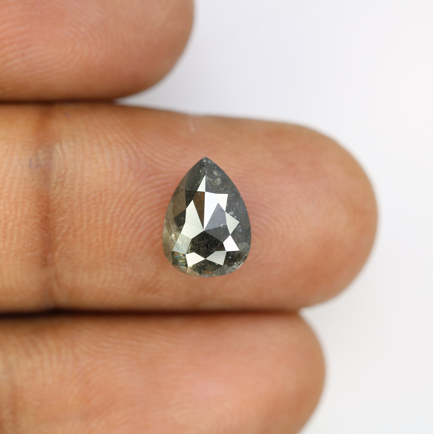 3.57 CT Pear Shape Salt And Pepper Loose Diamond For Engagement Ring - JayKrishna Diamond