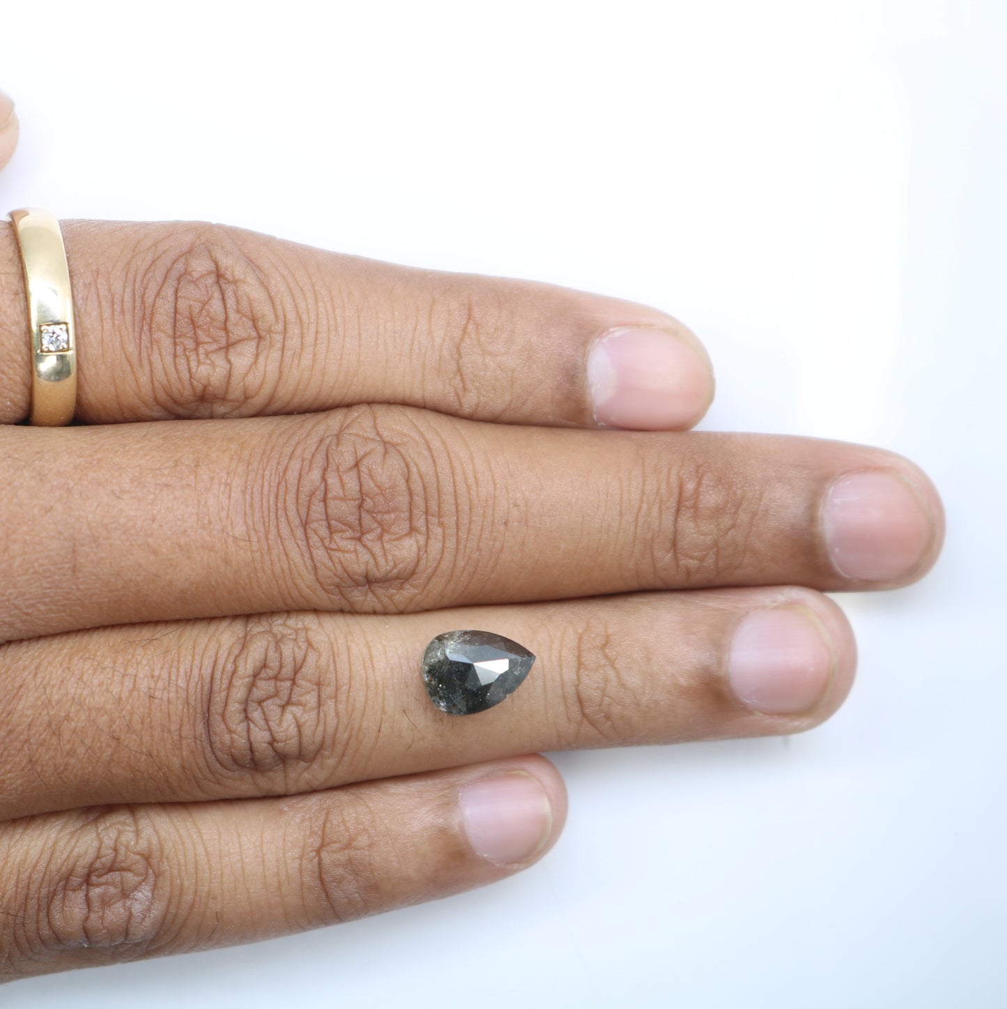 3.57 CT Pear Shape Salt And Pepper Loose Diamond For Engagement Ring - JayKrishna Diamond