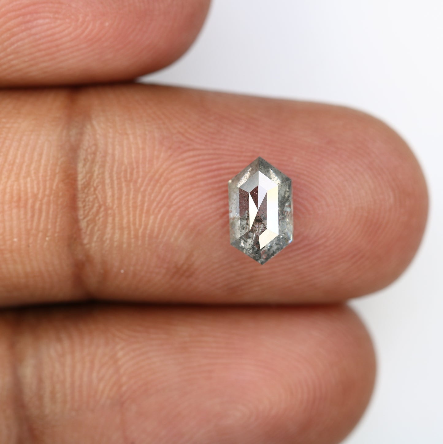 1.34 Carat Hexagon Shape Diamond Ring Loose Salt And Pepper Diamond - JayKrishna Diamond