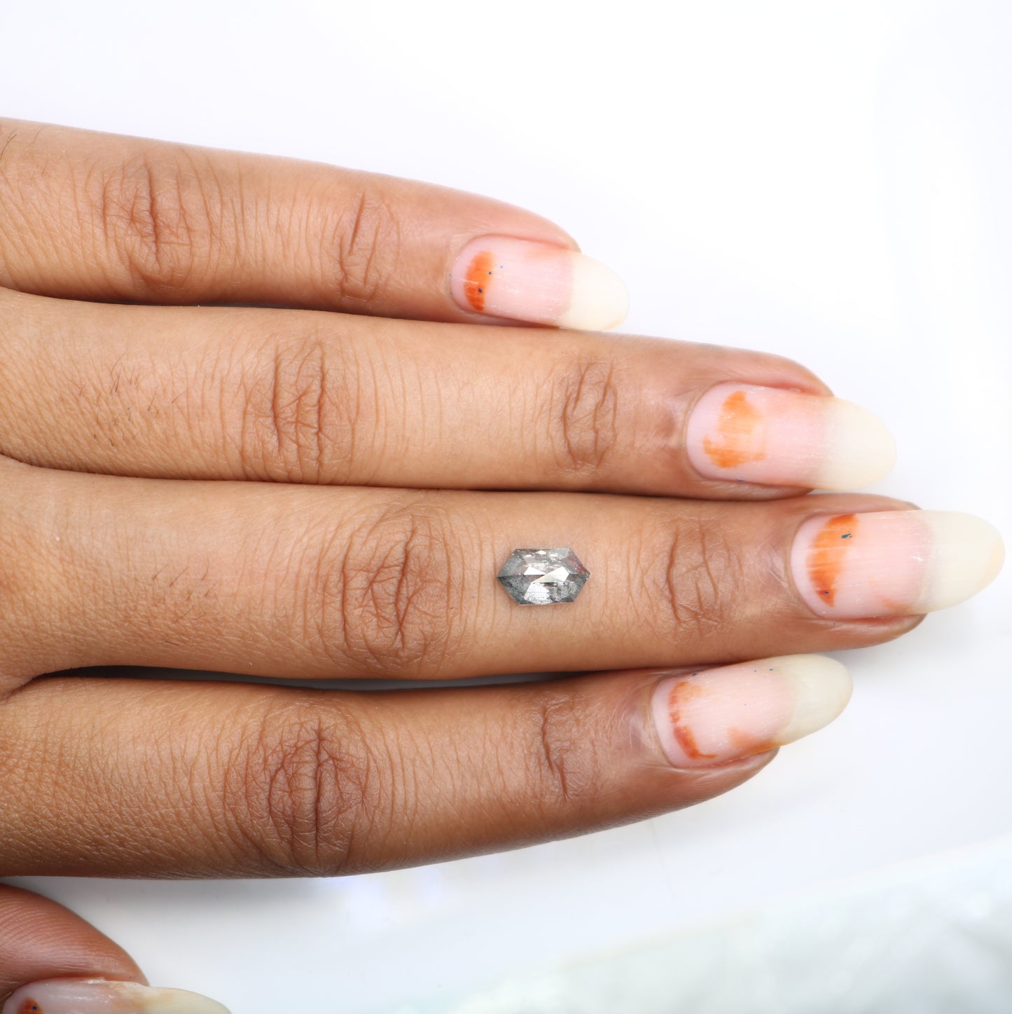 1.34 Carat Hexagon Shape Diamond Ring Loose Salt And Pepper Diamond - JayKrishna Diamond