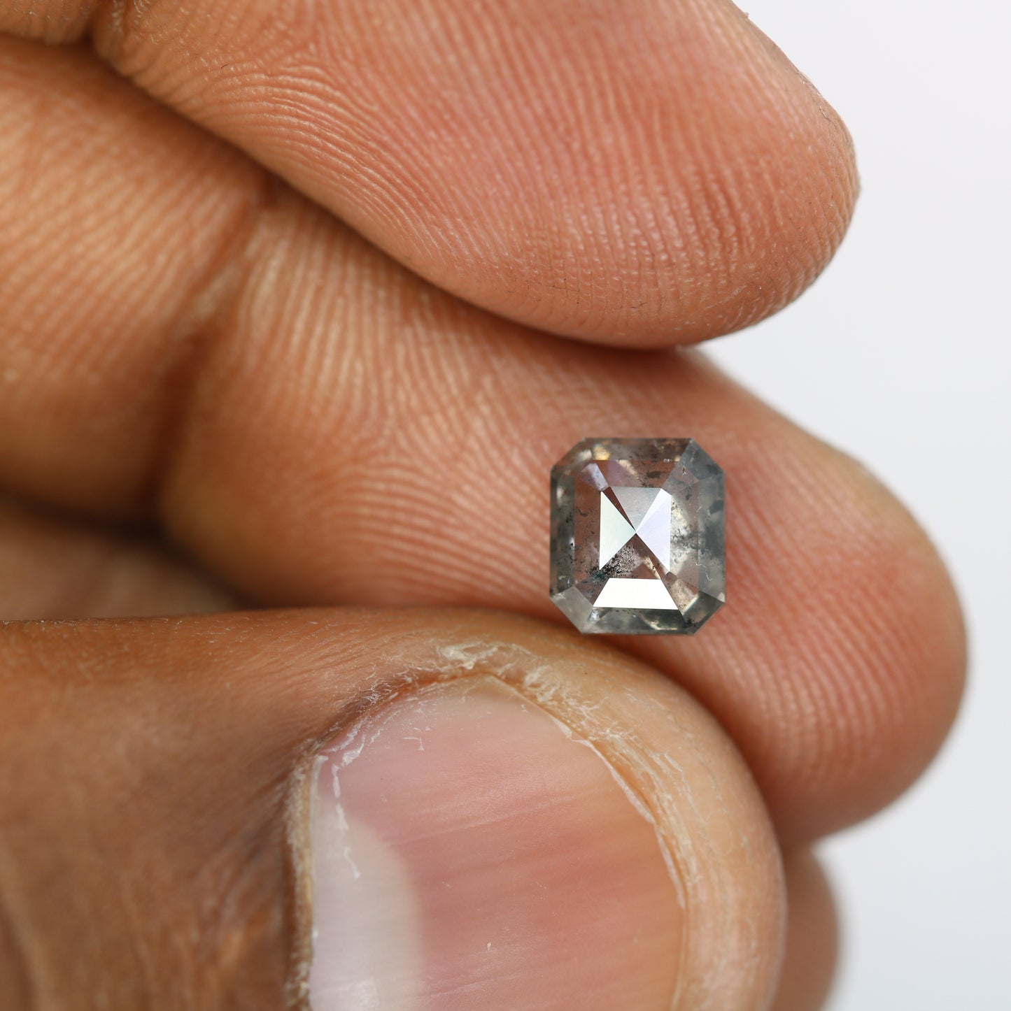 1.29 CT Emerald Shape Salt And Pepper Diamond For Engagement Ring | Wedding Ring - JayKrishna Diamond