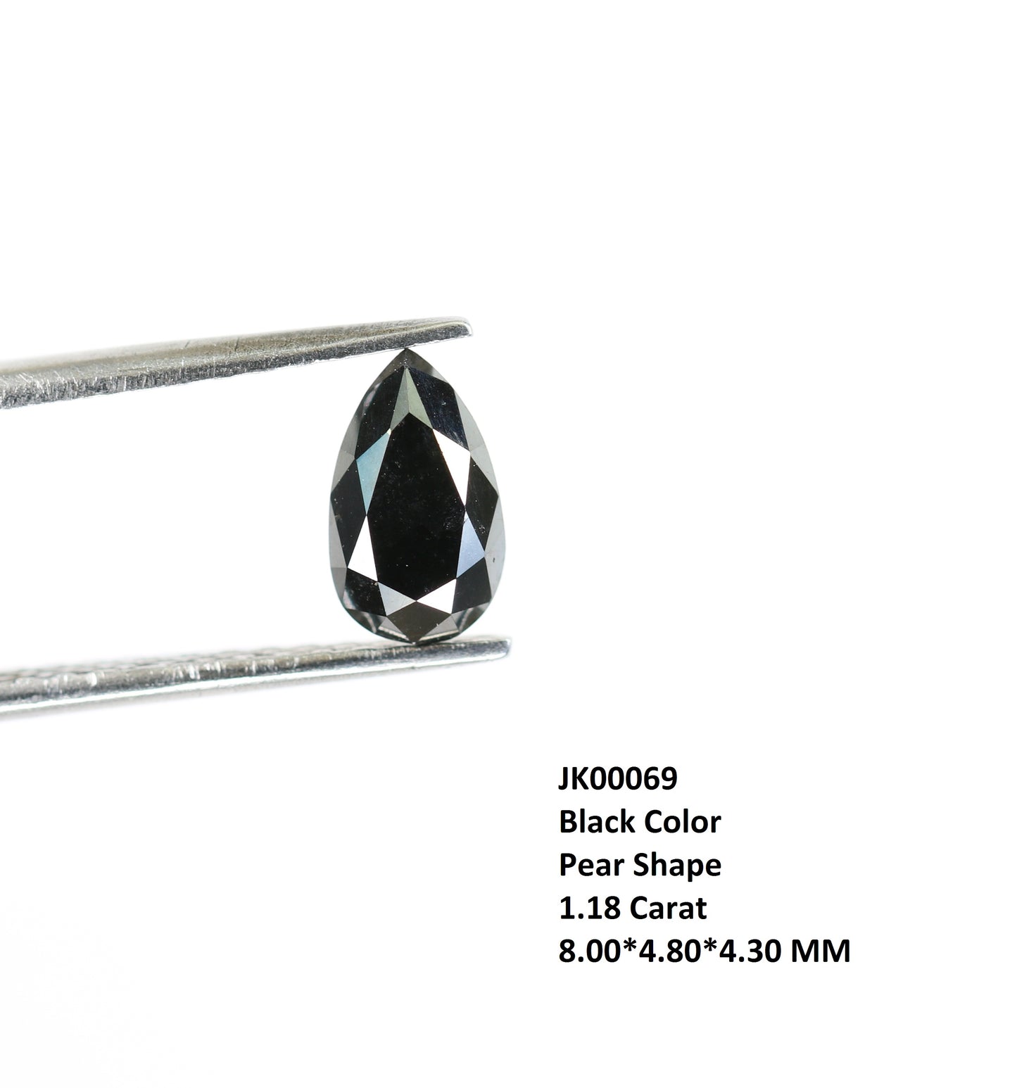 1.18 CT Pear Shape Natural Loose Black Diamond For Wedding Ring - JayKrishna Diamond