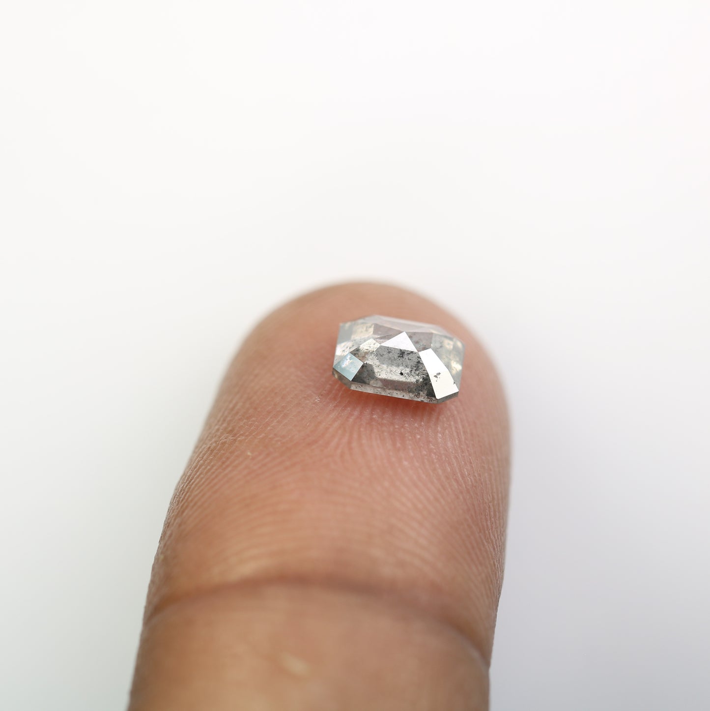 1.06 CT Elegant Emerald Shape Salt And Pepper Diamond For Engagement Ring | Halo set Ring - JayKrishna Diamond