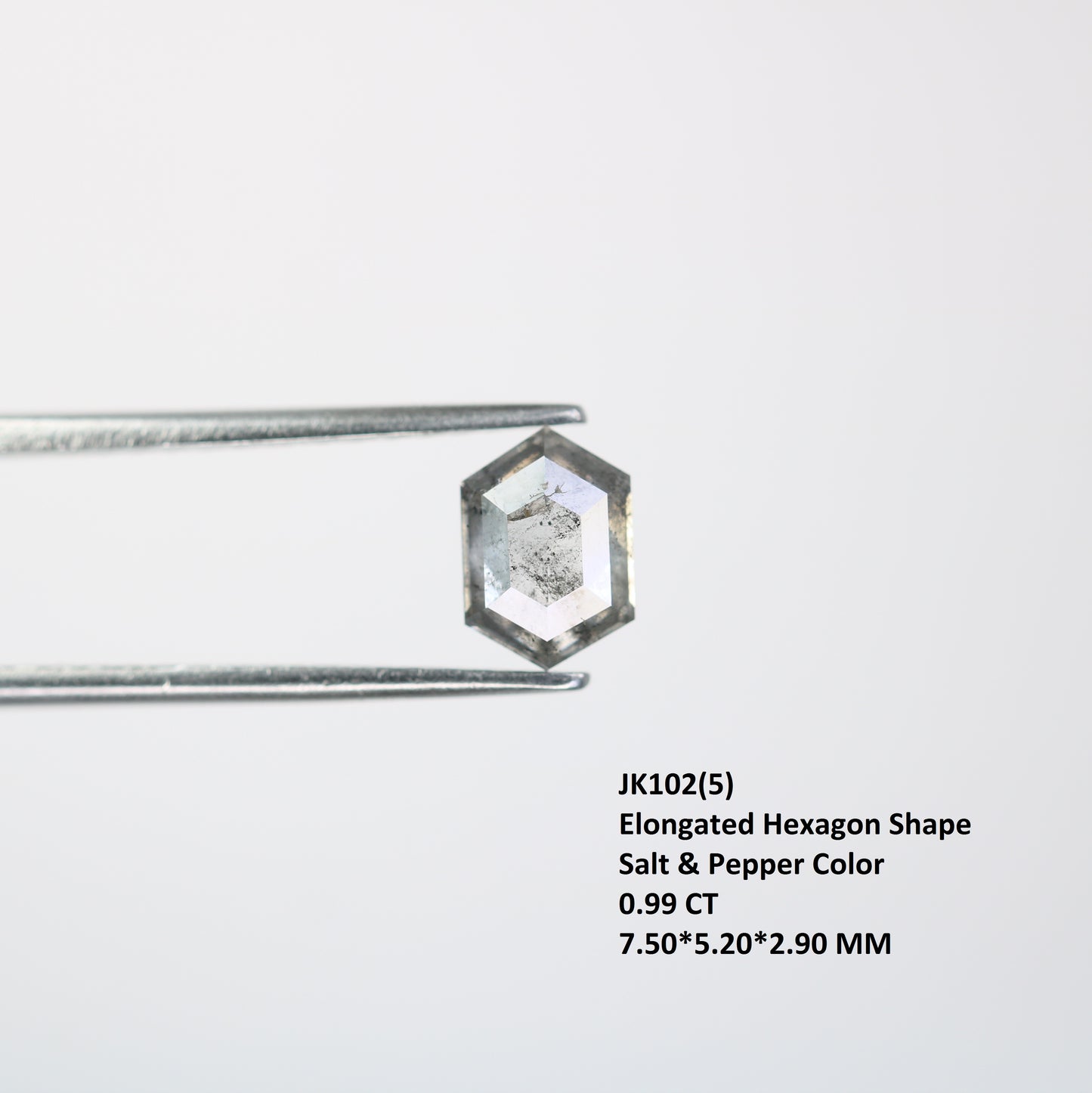 0.99 CT Elongated Hexagon Shape Salt And Pepper Diamond For Proposal Ring | Gift For Girl Friend - JayKrishna Diamond