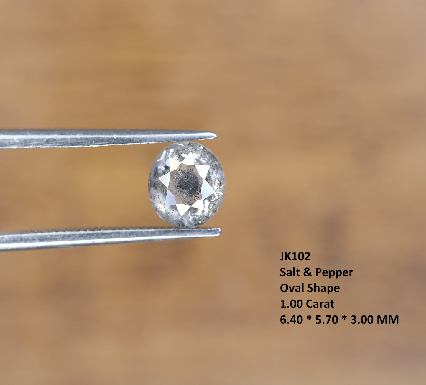 1.00 CT 6.40 MM Salt and Pepper Oval Cut Natural Diamond For Wedding Ring - JayKrishna Diamond