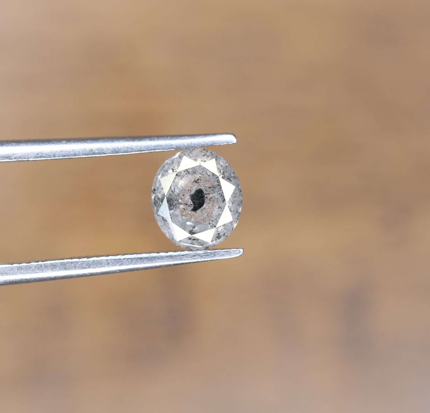 1.00 CT 6.40 MM Salt and Pepper Oval Cut Natural Diamond For Wedding Ring - JayKrishna Diamond
