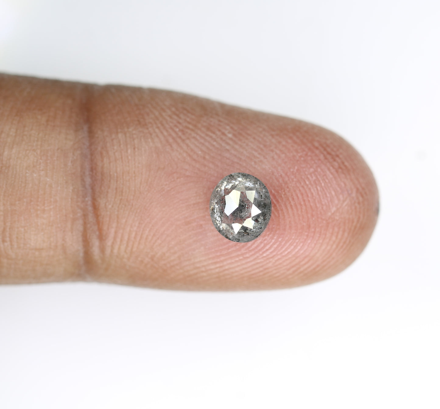 1.00 CT 6.40 MM Salt and Pepper Oval Cut Natural Diamond For Wedding Ring - JayKrishna Diamond