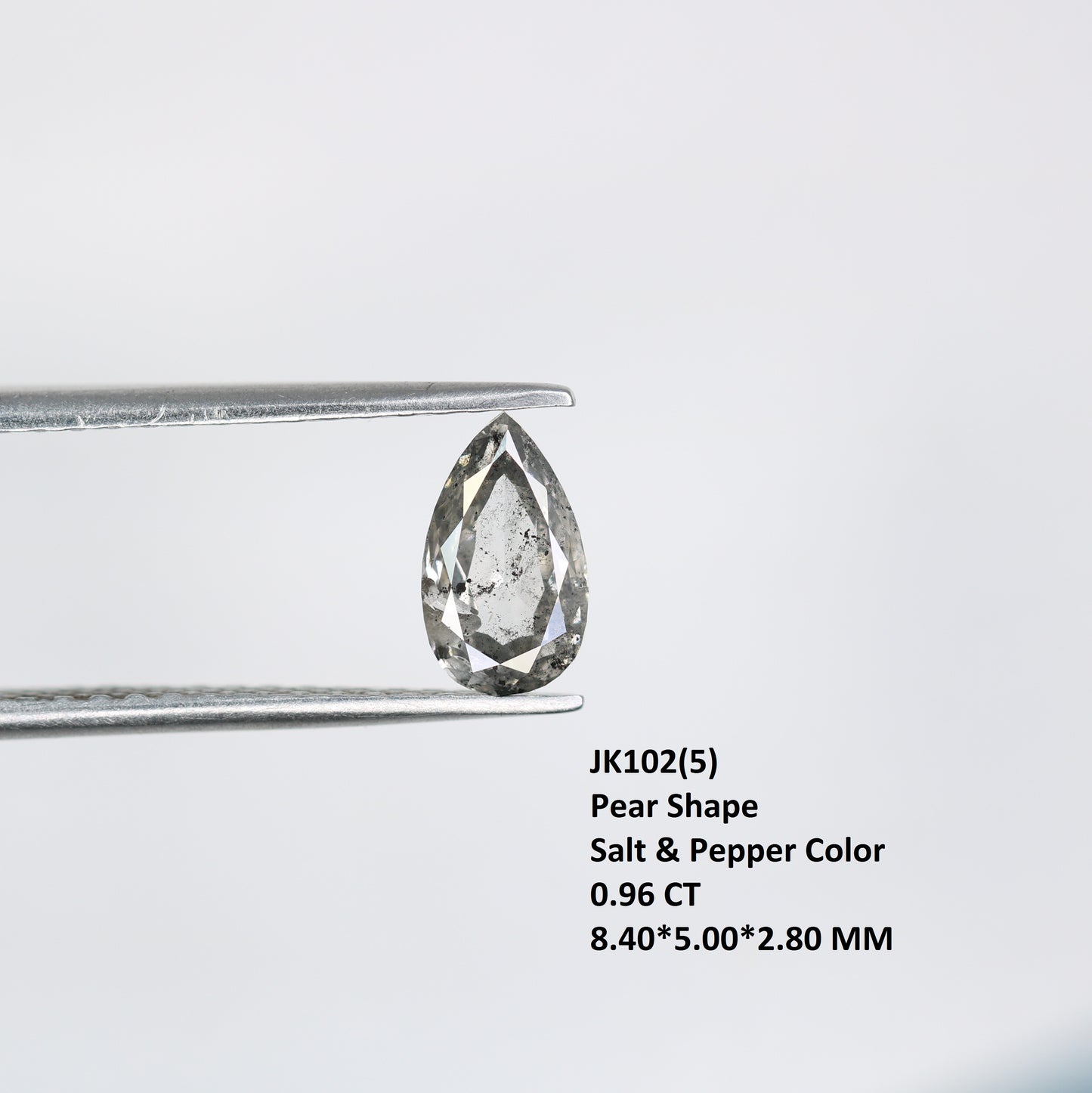 0.96 CT Natural Pear Shape Salt And Pepper Diamond For Engagement Ring | Gift For Girl Friend | Gift For Wife - JayKrishna Diamond