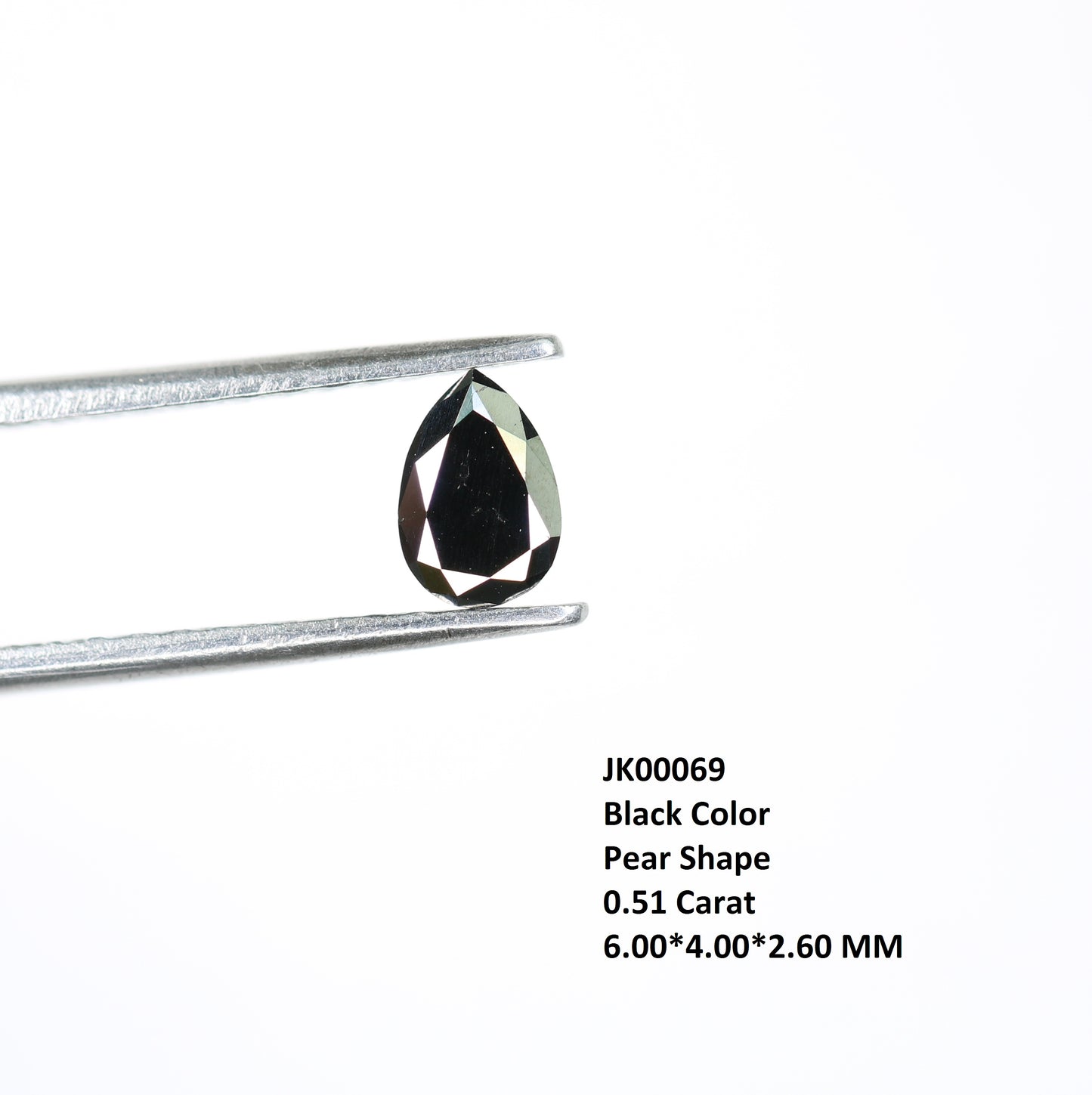 0.51 CT Excellent Cut Black Pear Diamond For Wedding Ring - JayKrishna Diamond