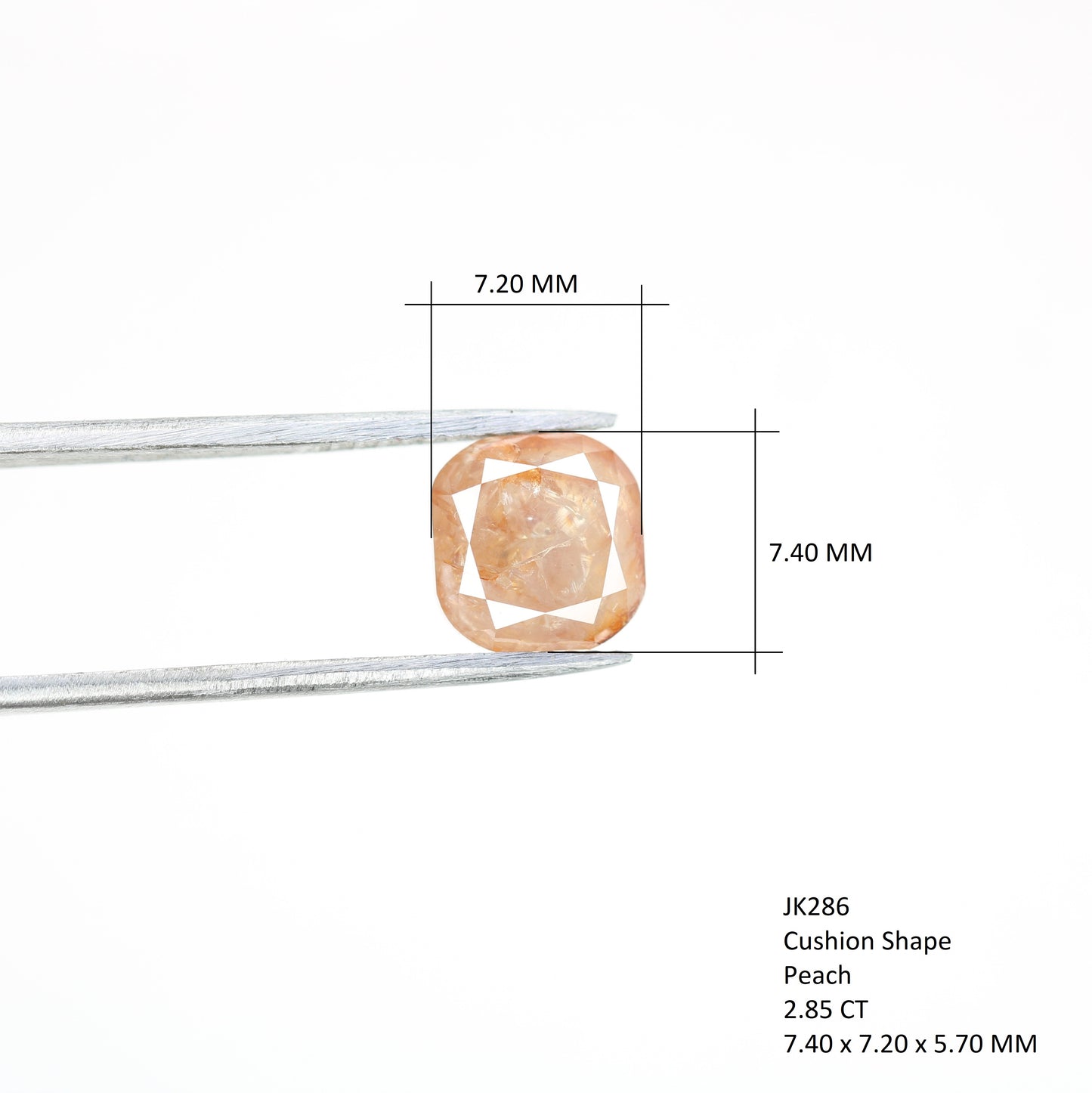 2.85 CT Natural Loose Peach Color Cushion Shape Diamond for Engagement Ring - JayKrishna Diamond