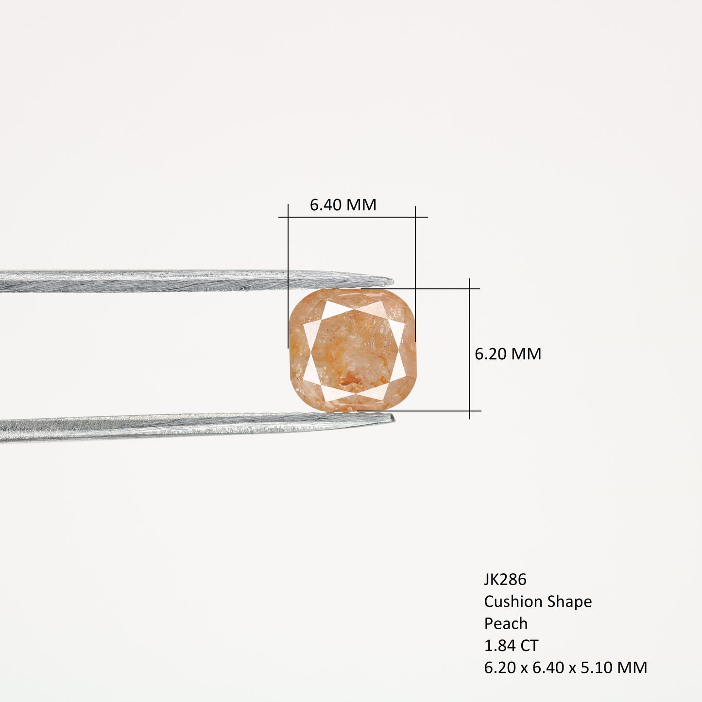 1.84 CT Natural Loose Peach Color Cushion Shape Diamond for Engagement Ring - JayKrishna Diamond