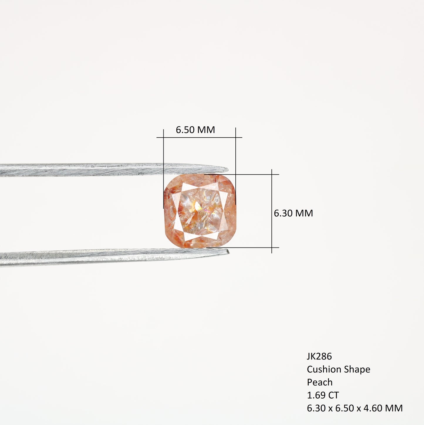 1.69 CT Natural Loose Peach Color Cushion Shape Diamond for Engagement Ring - JayKrishna Diamond