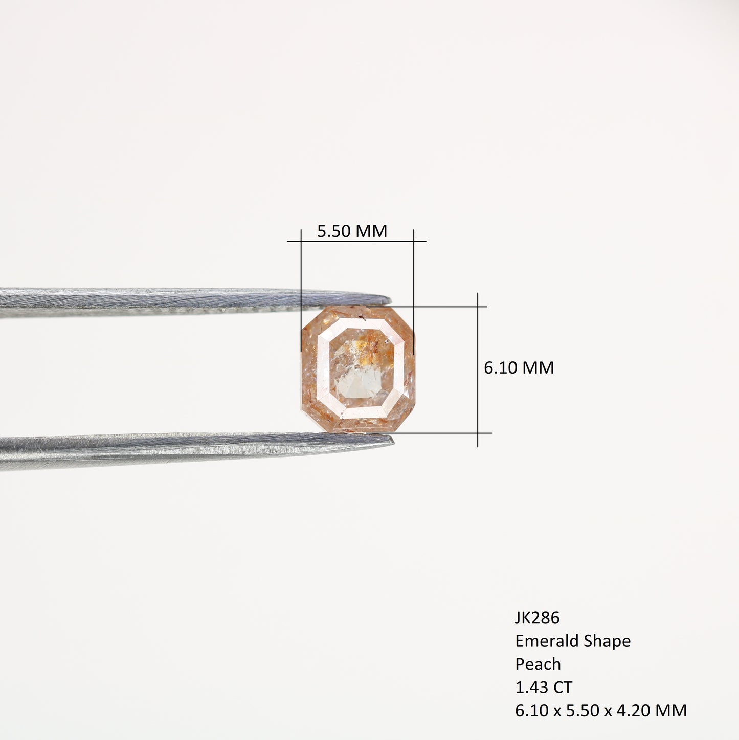 1.43 CT Natural Loose Peach Color Emerald Shape Diamond for Engagement Ring - JayKrishna Diamond
