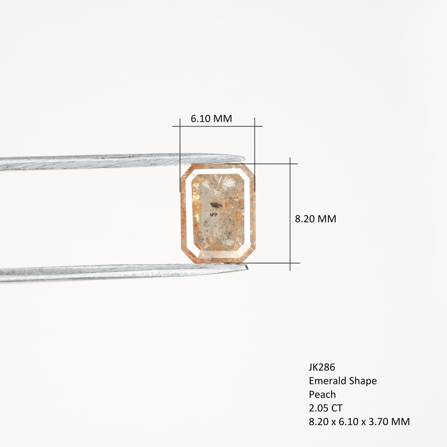 2.05 CT Natural Loose Peach Color Emerald Shape Diamond for Engagement Ring - JayKrishna Diamond