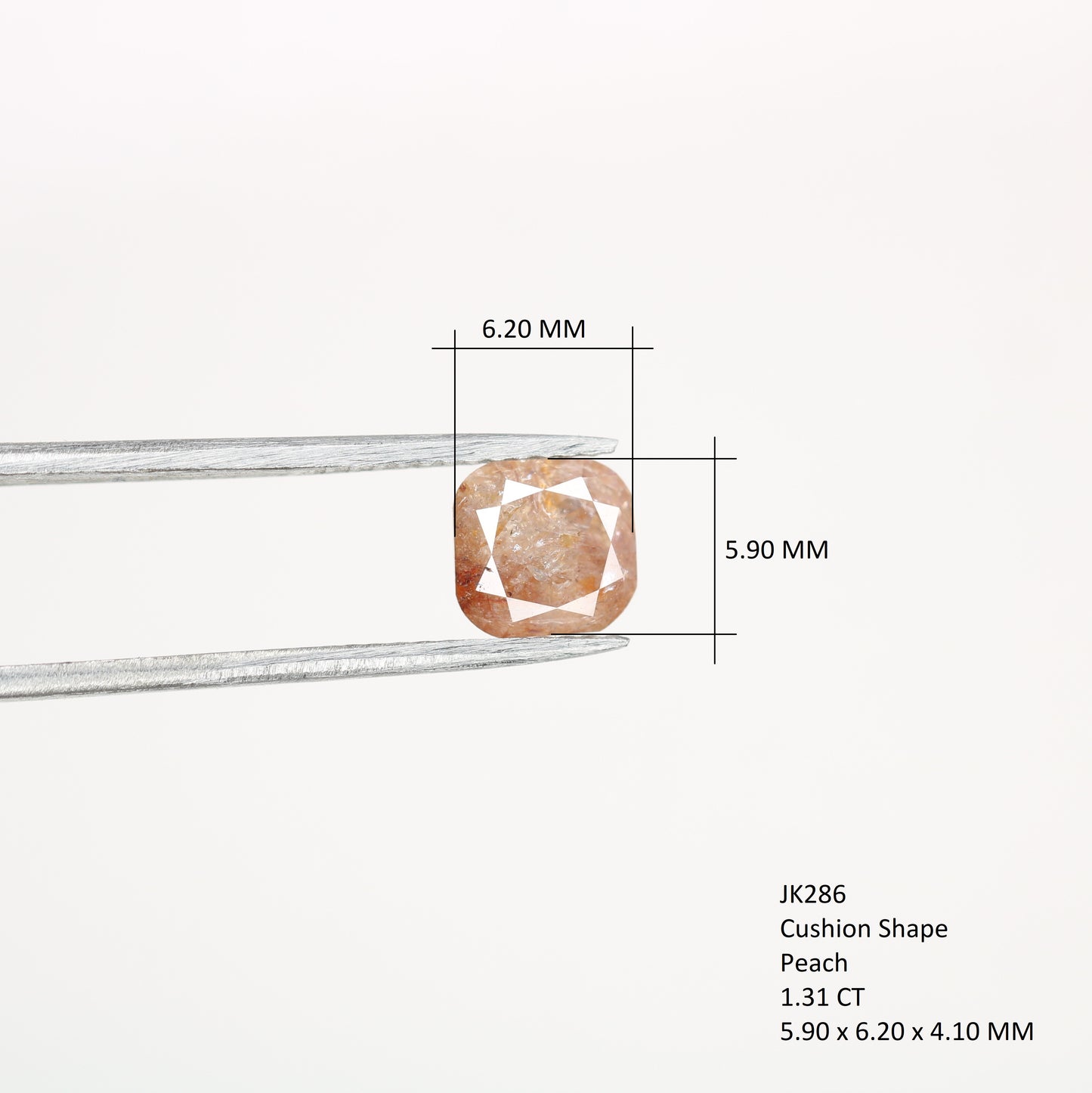 1.31 CT Natural Loose Peach Color Cushion Shape Diamond for Engagement Ring - JayKrishna Diamond