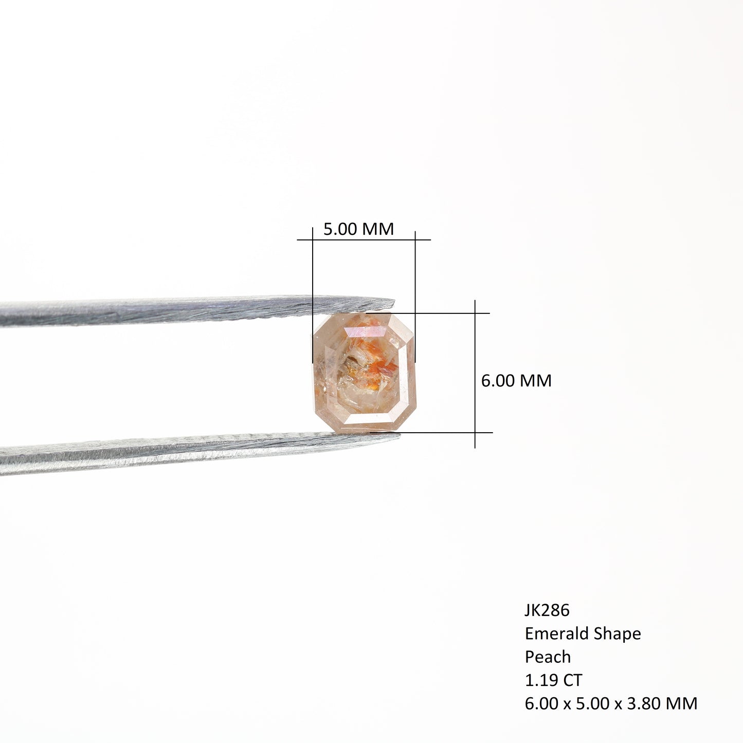 1.19 CT Natural Loose Peach Color Emerald Shape Diamond for Engagement Ring - JayKrishna Diamond