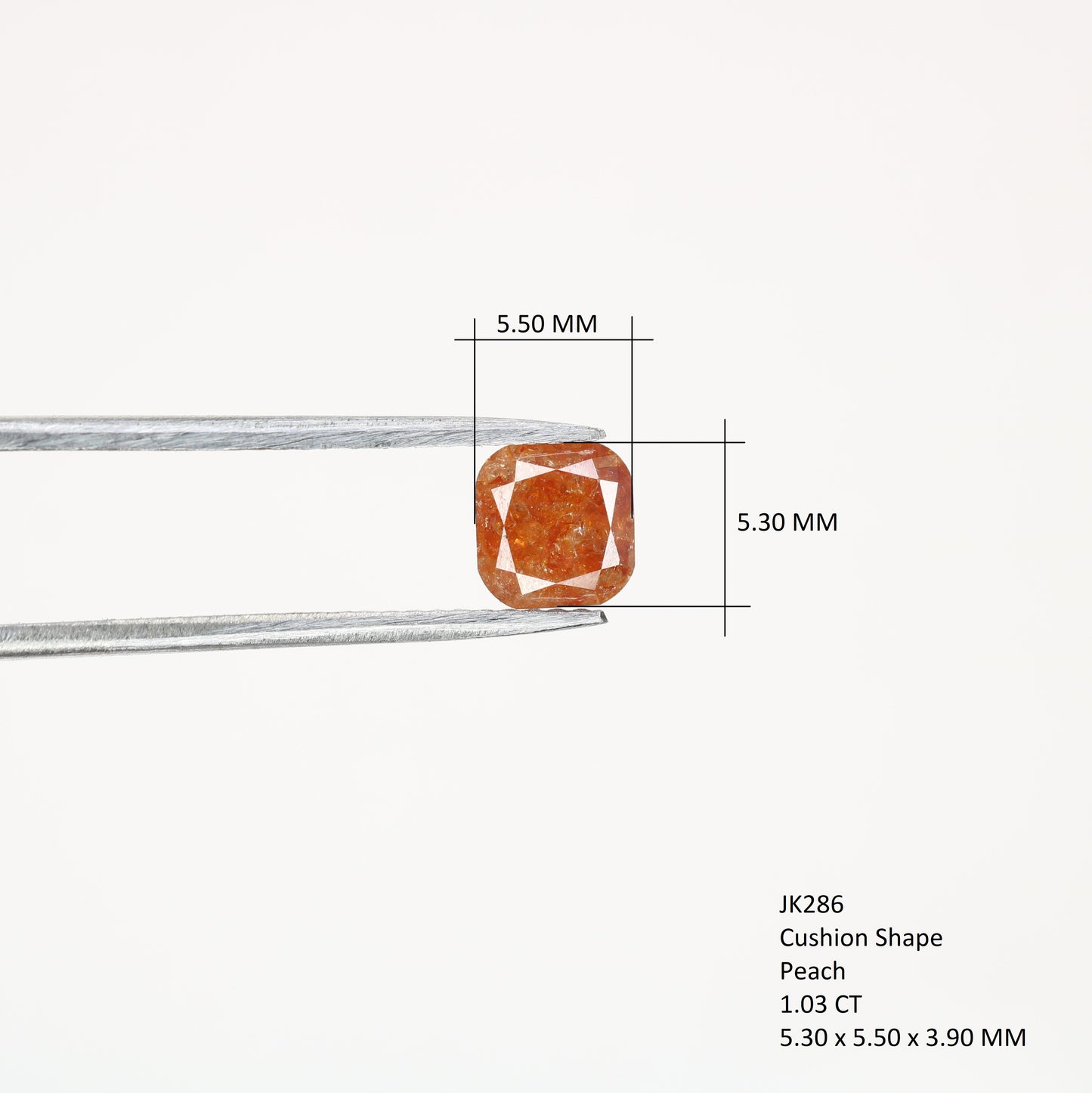 1.03 CT Natural Loose Peach Color Cushion Shape Diamond for Engagement Ring - JayKrishna Diamond