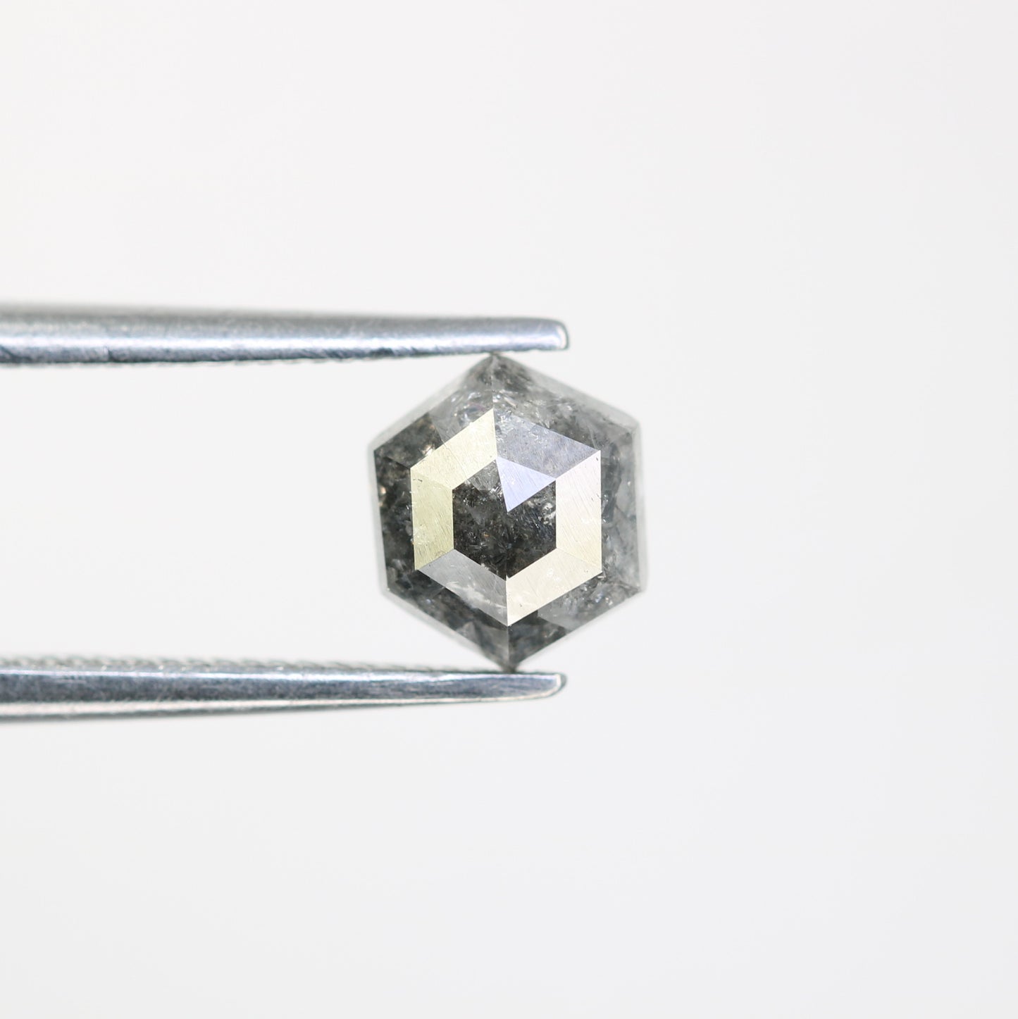 0.98 CT Salt And Pepper Hexagon Cut Natural Diamond For Engagement Ring - JayKrishna Diamond