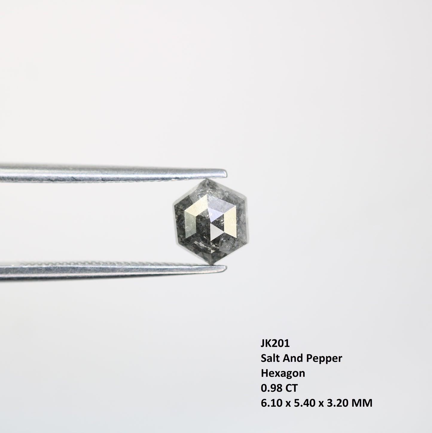 0.98 CT Salt And Pepper Hexagon Cut Natural Diamond For Engagement Ring - JayKrishna Diamond