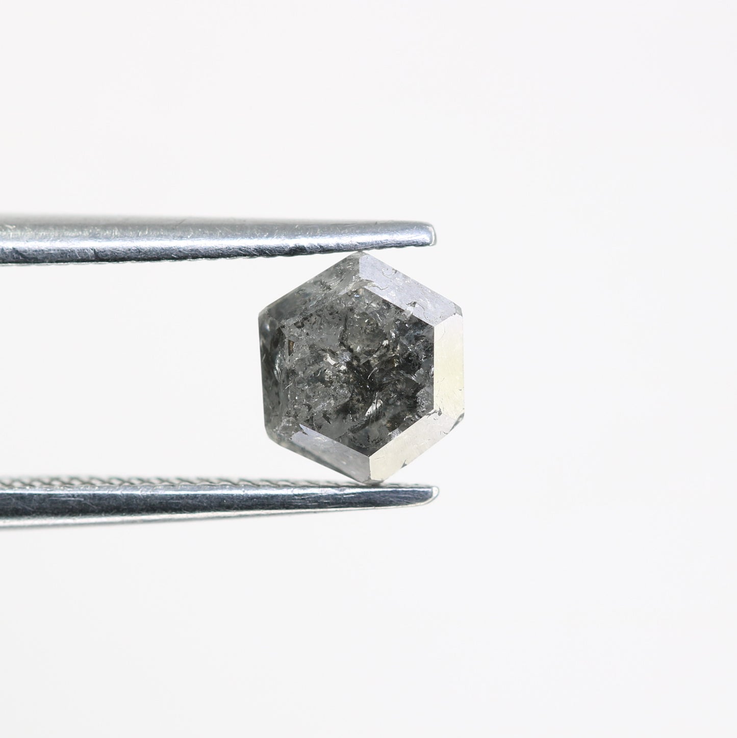 0.98 CT Salt And Pepper Hexagon Cut Natural Diamond For Engagement Ring - JayKrishna Diamond