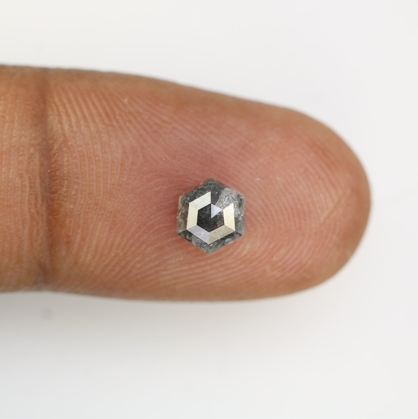 0.98 CT Salt And Pepper Hexagon Cut Natural Diamond For Engagement Ring - JayKrishna Diamond