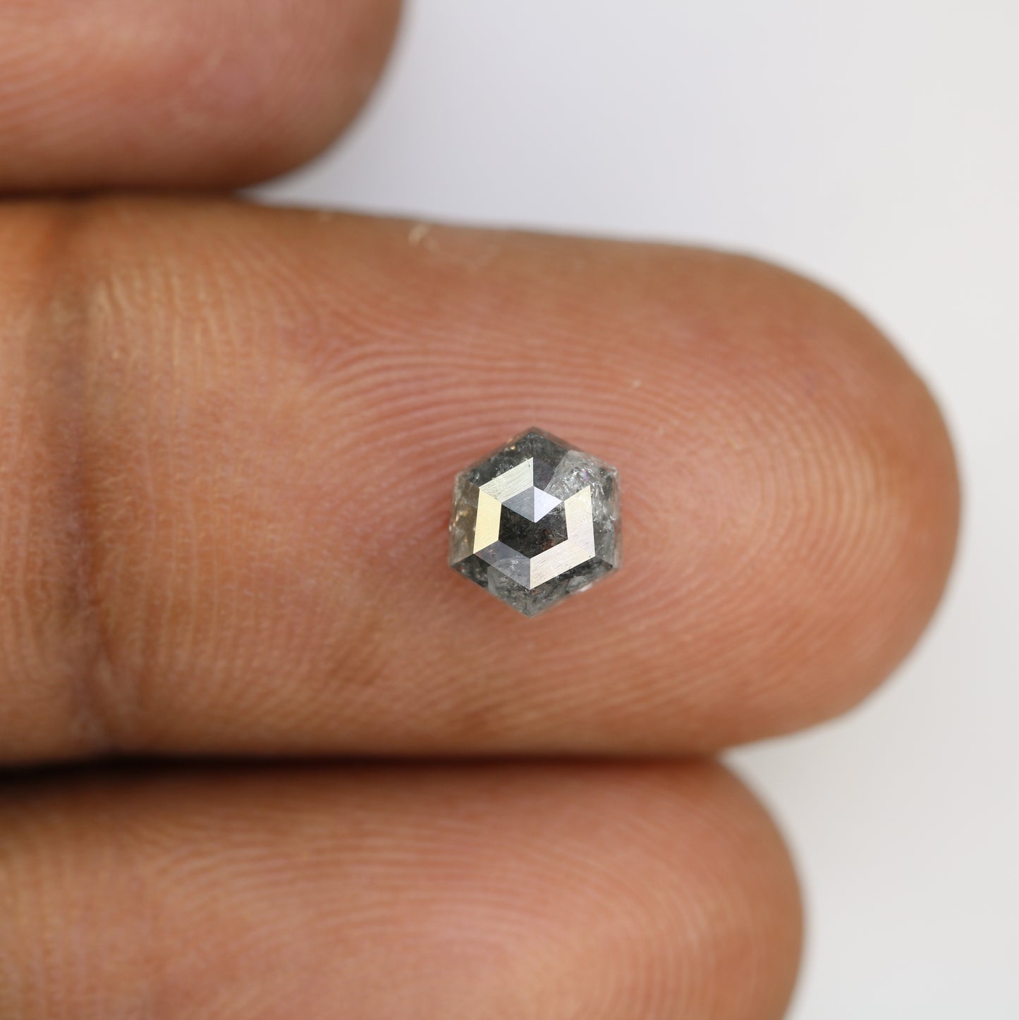 0.98 CT Salt And Pepper Hexagon Cut Natural Diamond For Engagement Ring - JayKrishna Diamond