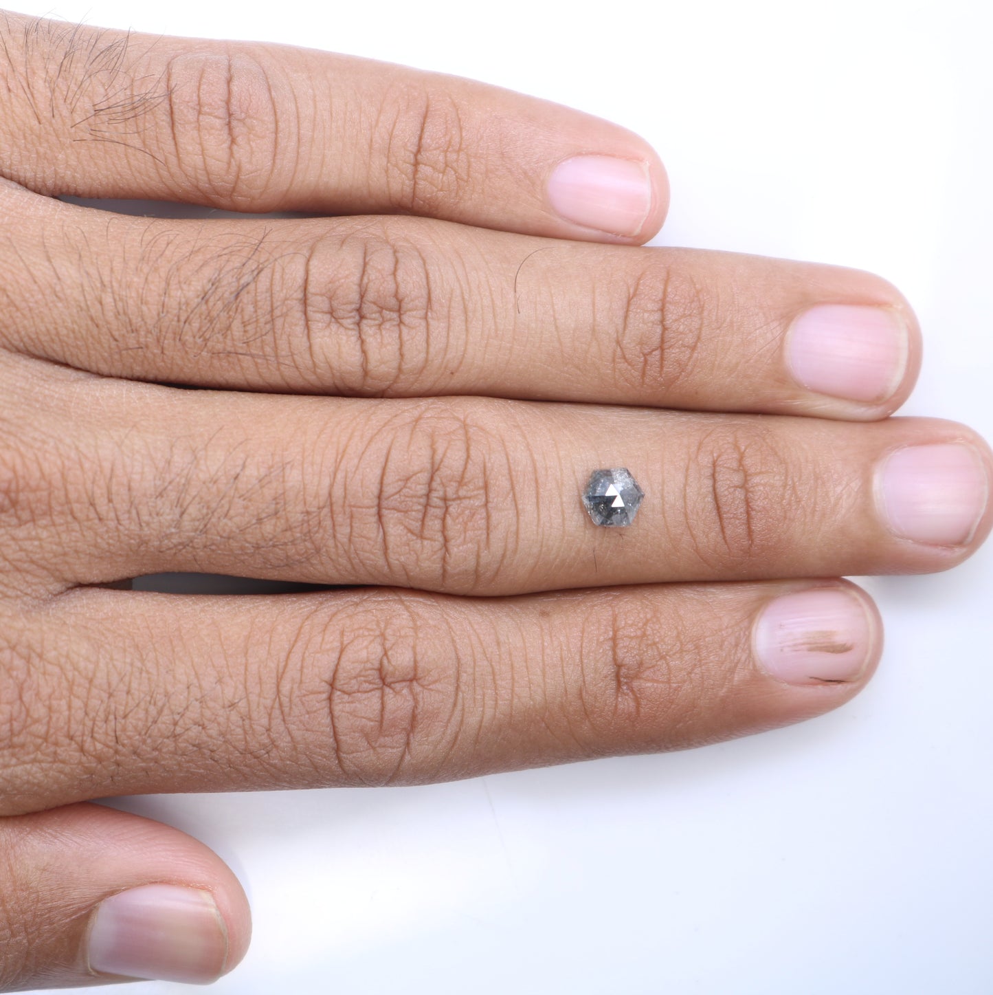0.98 CT Salt And Pepper Hexagon Cut Natural Diamond For Engagement Ring - JayKrishna Diamond