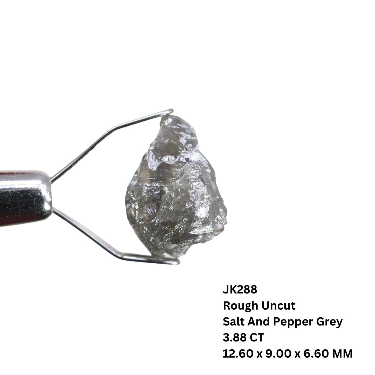 3.88 CT Loose Salt And Pepper Grey Rough Uncut Diamond For Wedding Ring - JayKrishna Diamond