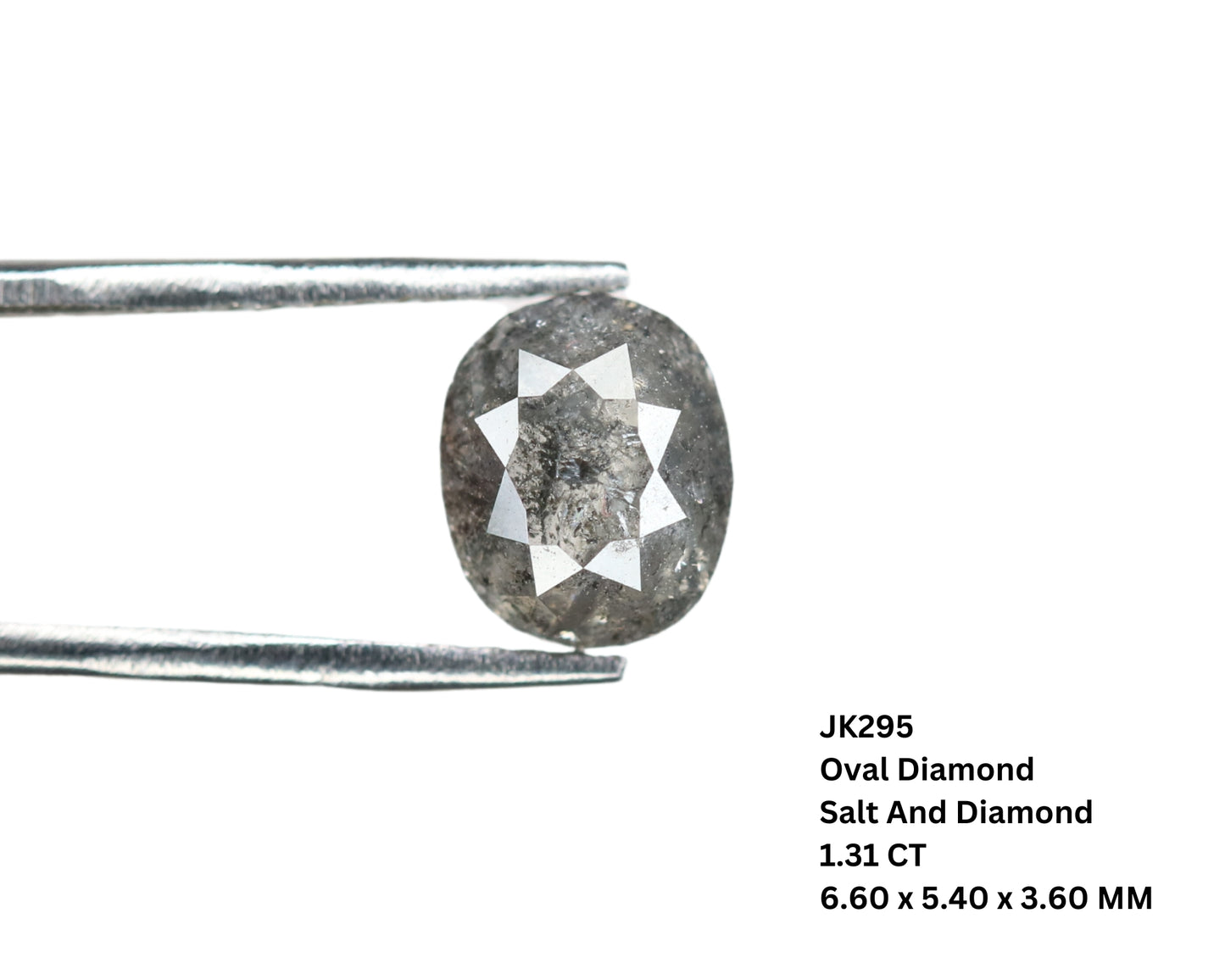 1.31 CT Oval Shape Salt And Pepper Rustic Diamond For Proposal Ring | Anniversary Gift | Birthday Gift - JayKrishna Diamond
