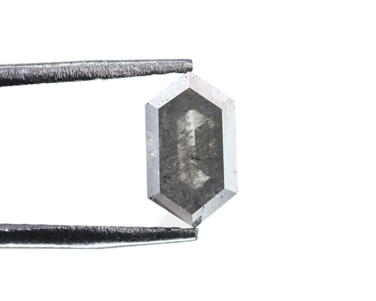 0.60 CT Hexagon Shape Salt and Pepper Rustic Diamond Halo Engagement Ring: A Unique Gift for Her - JayKrishna Diamond