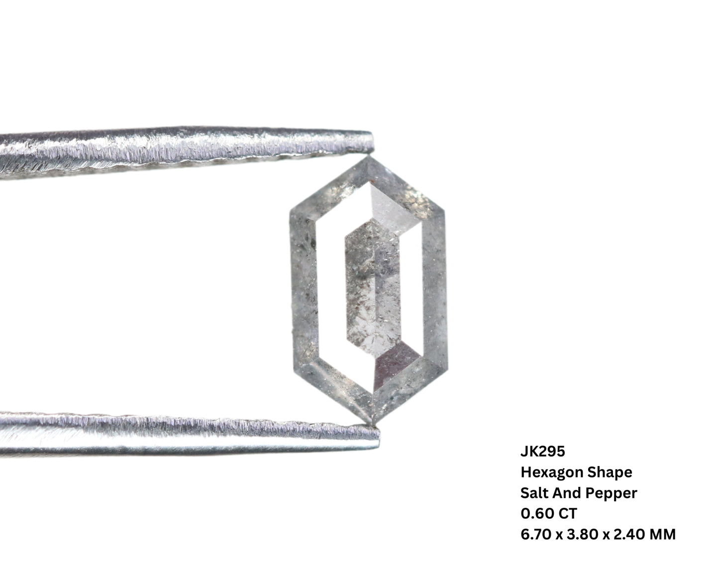 0.60 CT Hexagon Shape Salt and Pepper Rustic Diamond Halo Engagement Ring: A Unique Gift for Her - JayKrishna Diamond