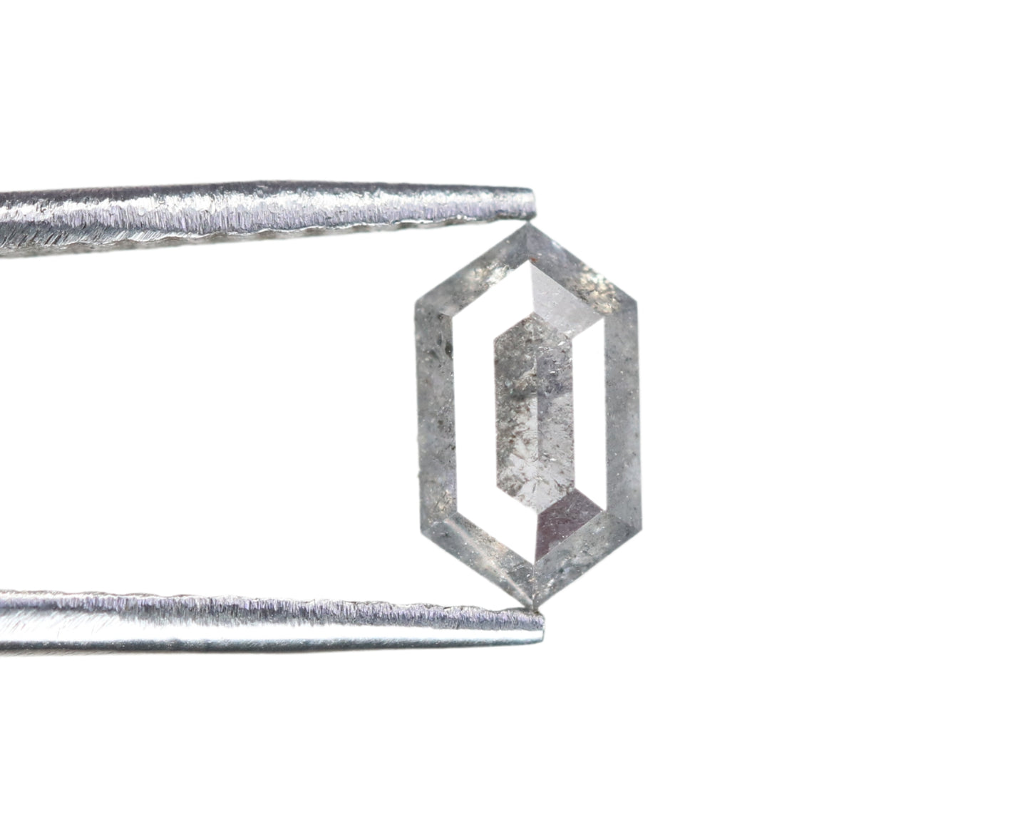 0.60 CT Hexagon Shape Salt and Pepper Rustic Diamond Halo Engagement Ring: A Unique Gift for Her - JayKrishna Diamond