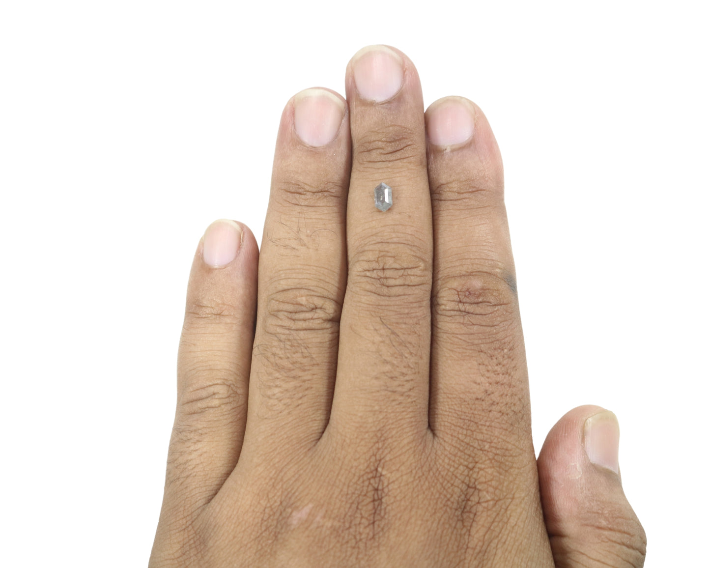 0.60 CT Hexagon Shape Salt and Pepper Rustic Diamond Halo Engagement Ring: A Unique Gift for Her - JayKrishna Diamond