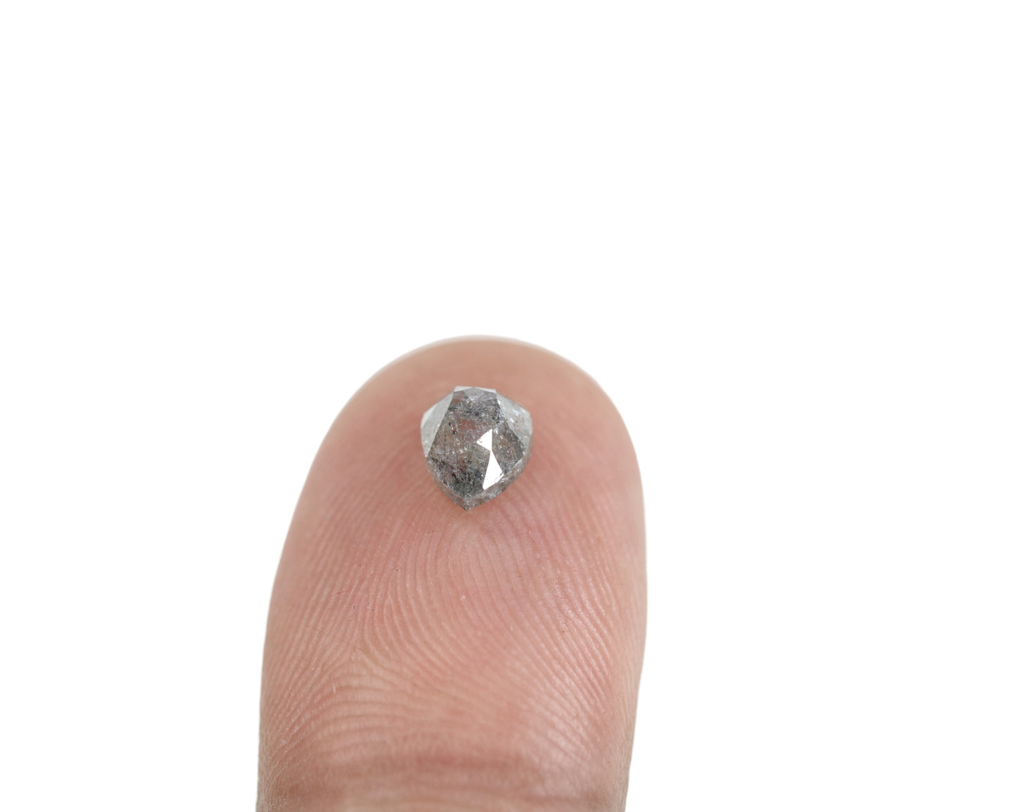 1.10 CT Pear Shape Salt And Pepper Rustic Diamond For Statement Jewelry | Halo set Ring | Gift For Her - JayKrishna Diamond