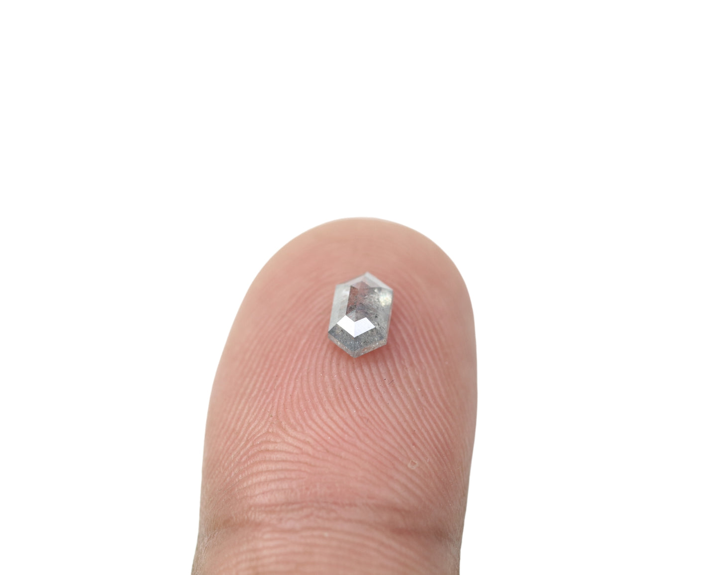 0.60 CT Hexagon Shape Salt and Pepper Rustic Diamond Halo Engagement Ring: A Unique Gift for Her - JayKrishna Diamond