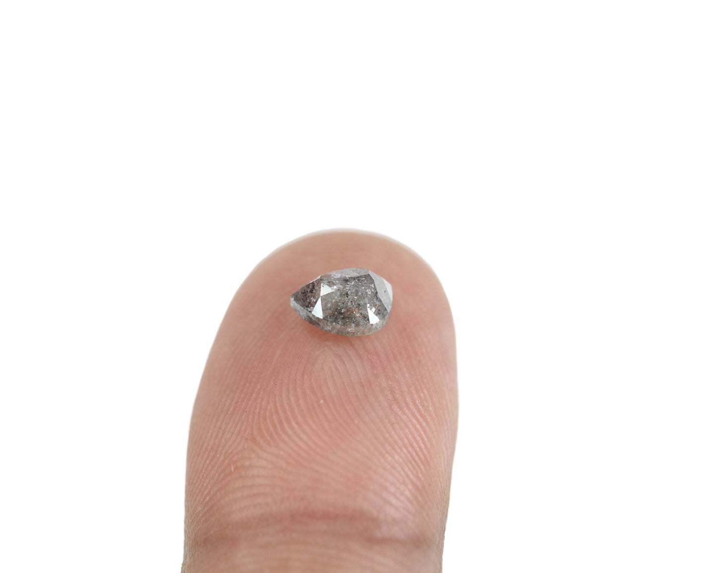 1.10 CT Pear Shape Salt And Pepper Rustic Diamond For Statement Jewelry | Halo set Ring | Gift For Her - JayKrishna Diamond