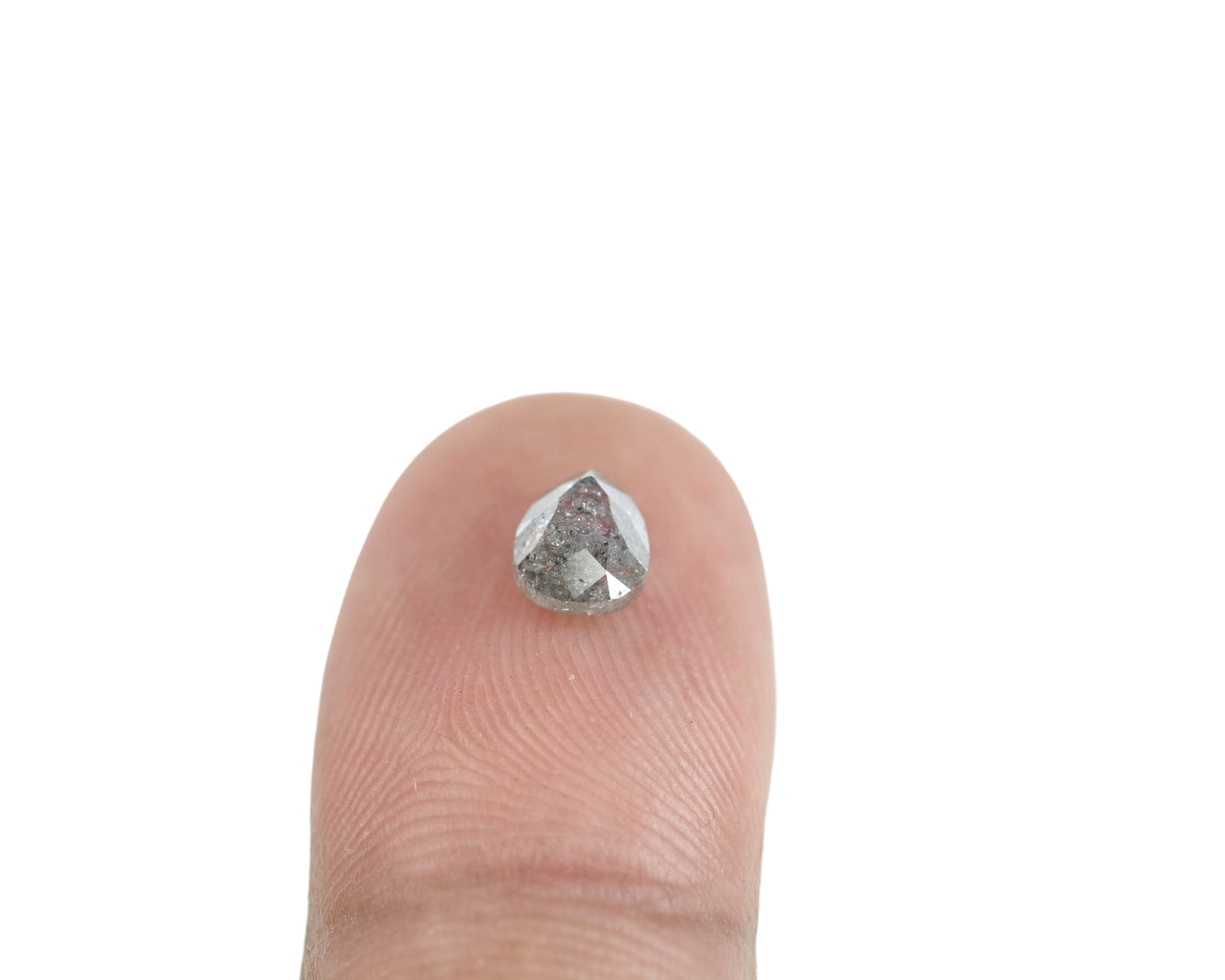 1.10 CT Pear Shape Salt And Pepper Rustic Diamond For Statement Jewelry | Halo set Ring | Gift For Her - JayKrishna Diamond